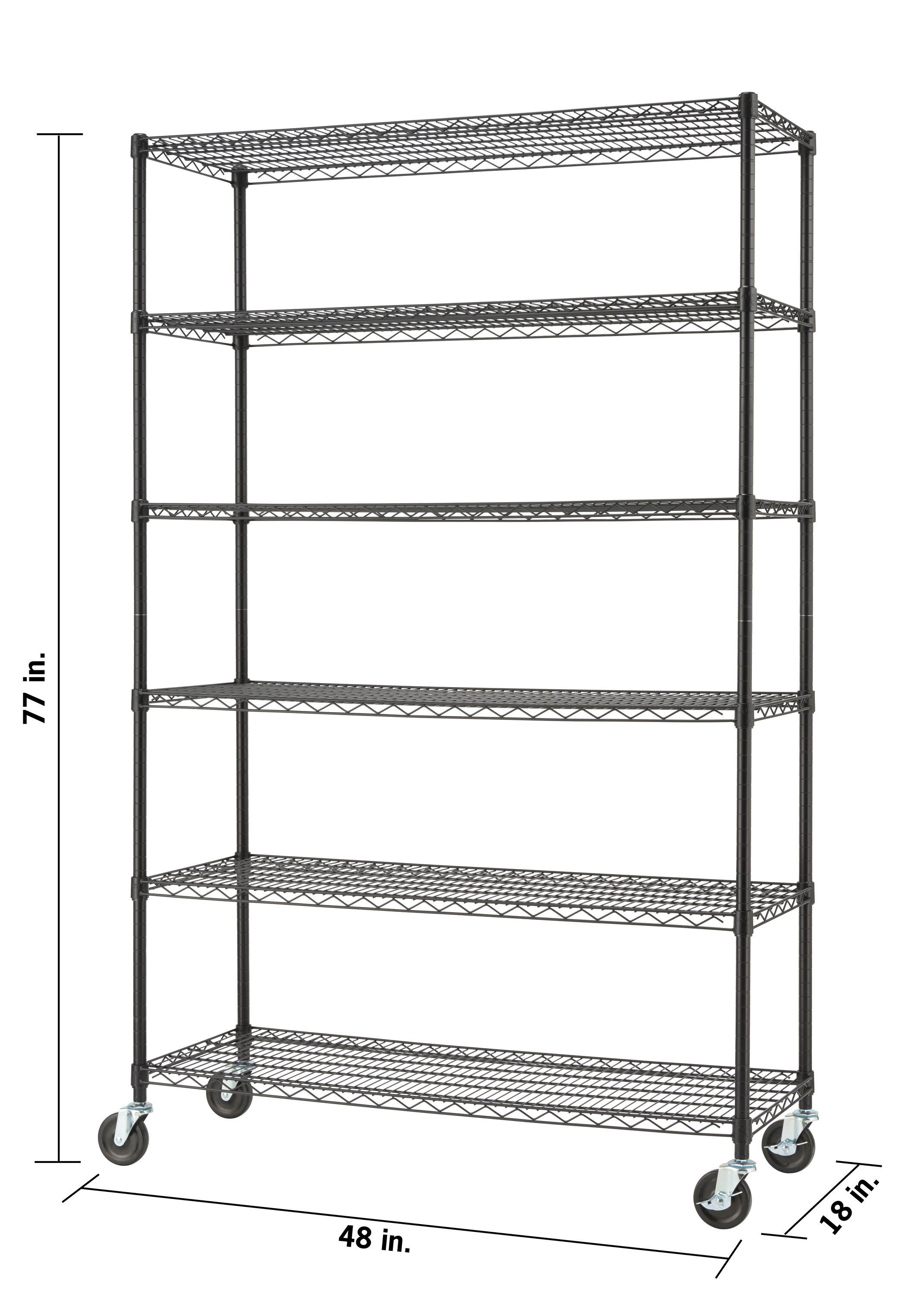 Trinity TRINITY EcoStorage 6-Tier NSF Steel Wire Shelving Unit w/ Wheels (48 in. W x 18 in. D)