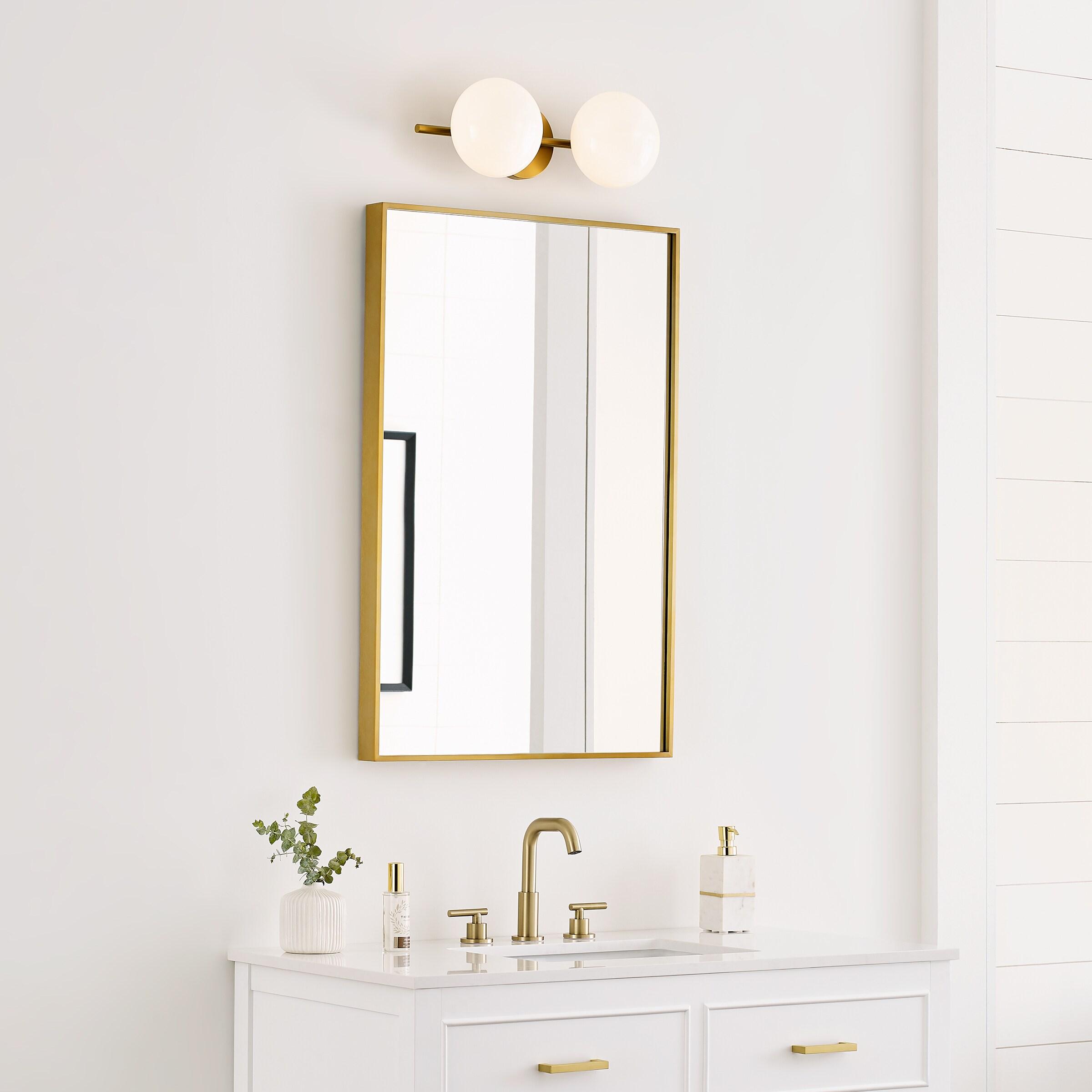 Ellen DeGeneres Crafted Symmetrical 2-Light Vanity in Burnished Brass with Milk White Glass