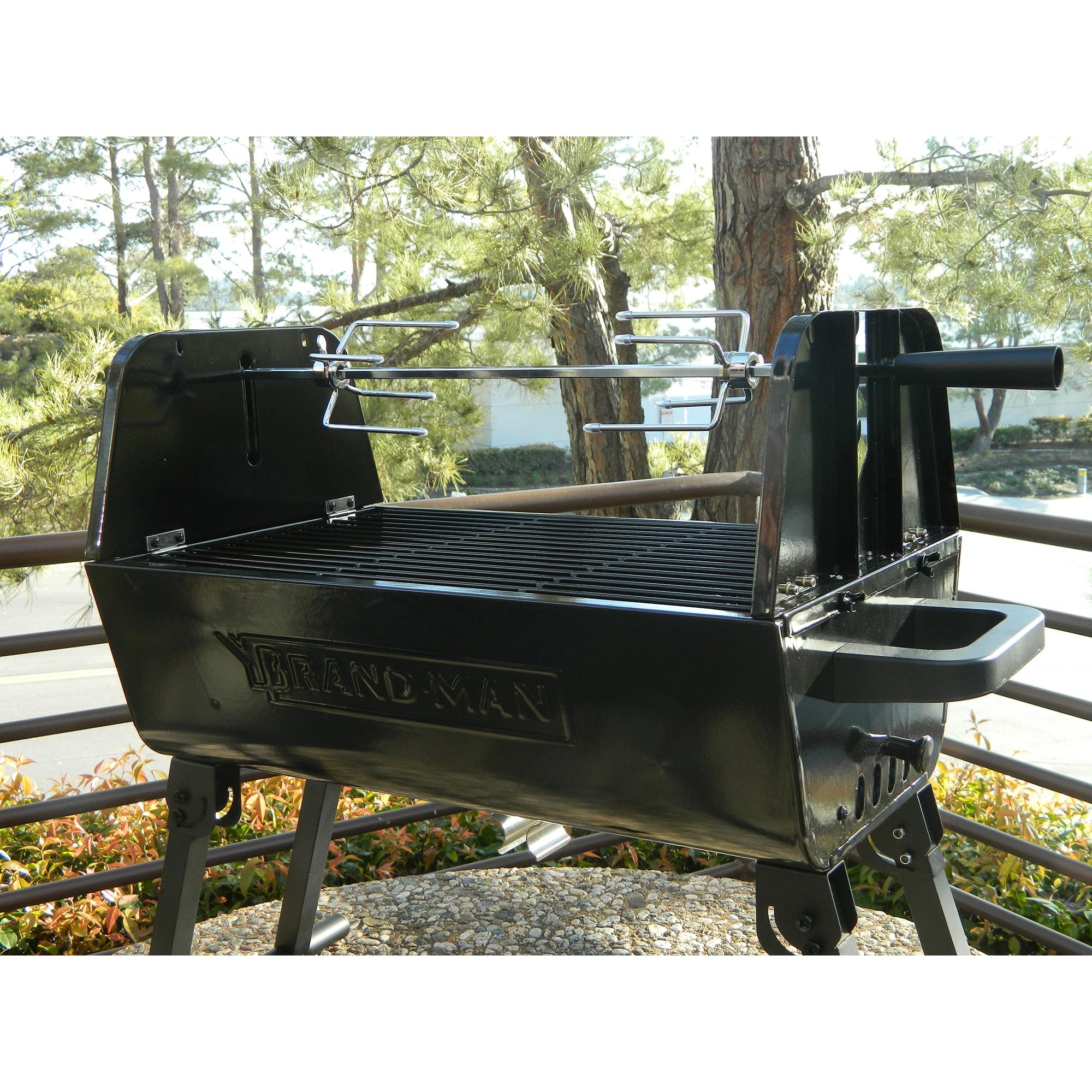 Brand-Man 2 in 1 Charcoal Grill with Rotisserie Grill Kit, Portable ‎Enameled Steel Barbecue Grill, Stainless Steel Spit Roaster with Motor & Adjustable Height for Backyard Camping Patio Tailgating