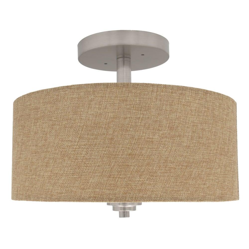 Maxxima 13 in. Semi-Flush Mount LED Ceiling Fixture With Burlap Shade, 2700K Warm White, 1600 Lumens, Dimmable