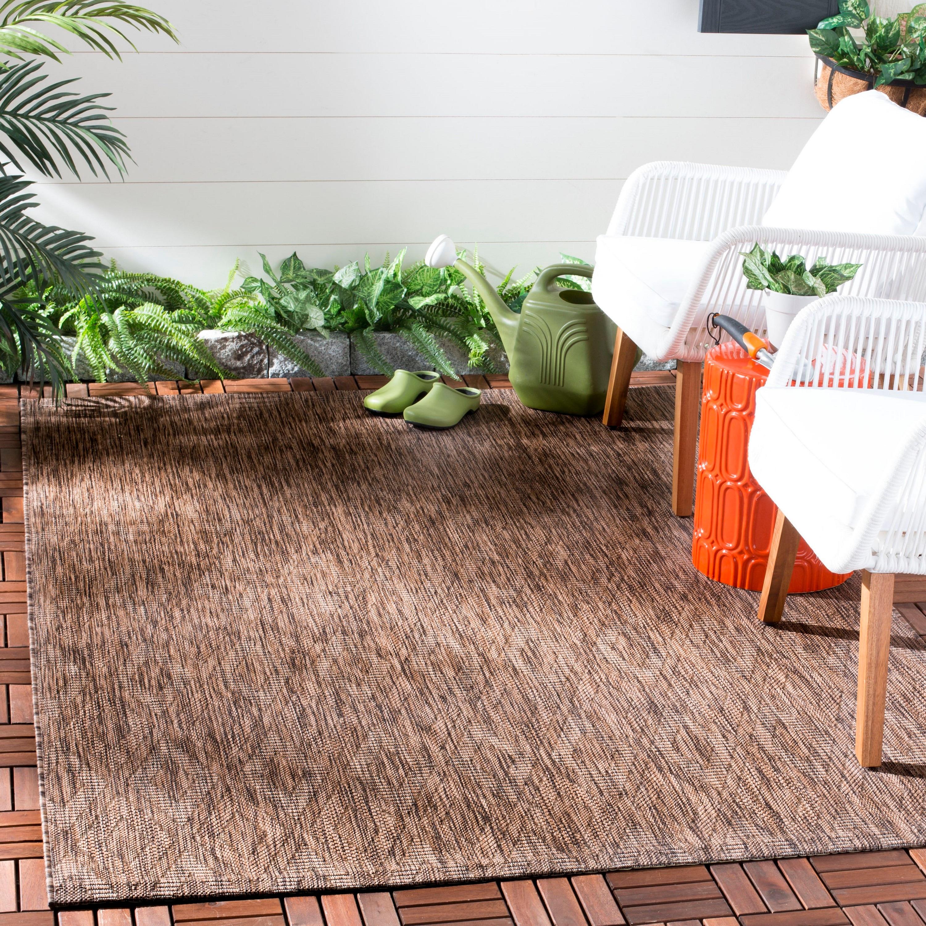 Courtyard CY8522 Power Loomed Indoor and Outdoor Area Rug - Brown/Brown - 6'7"x9'6" - Safavieh