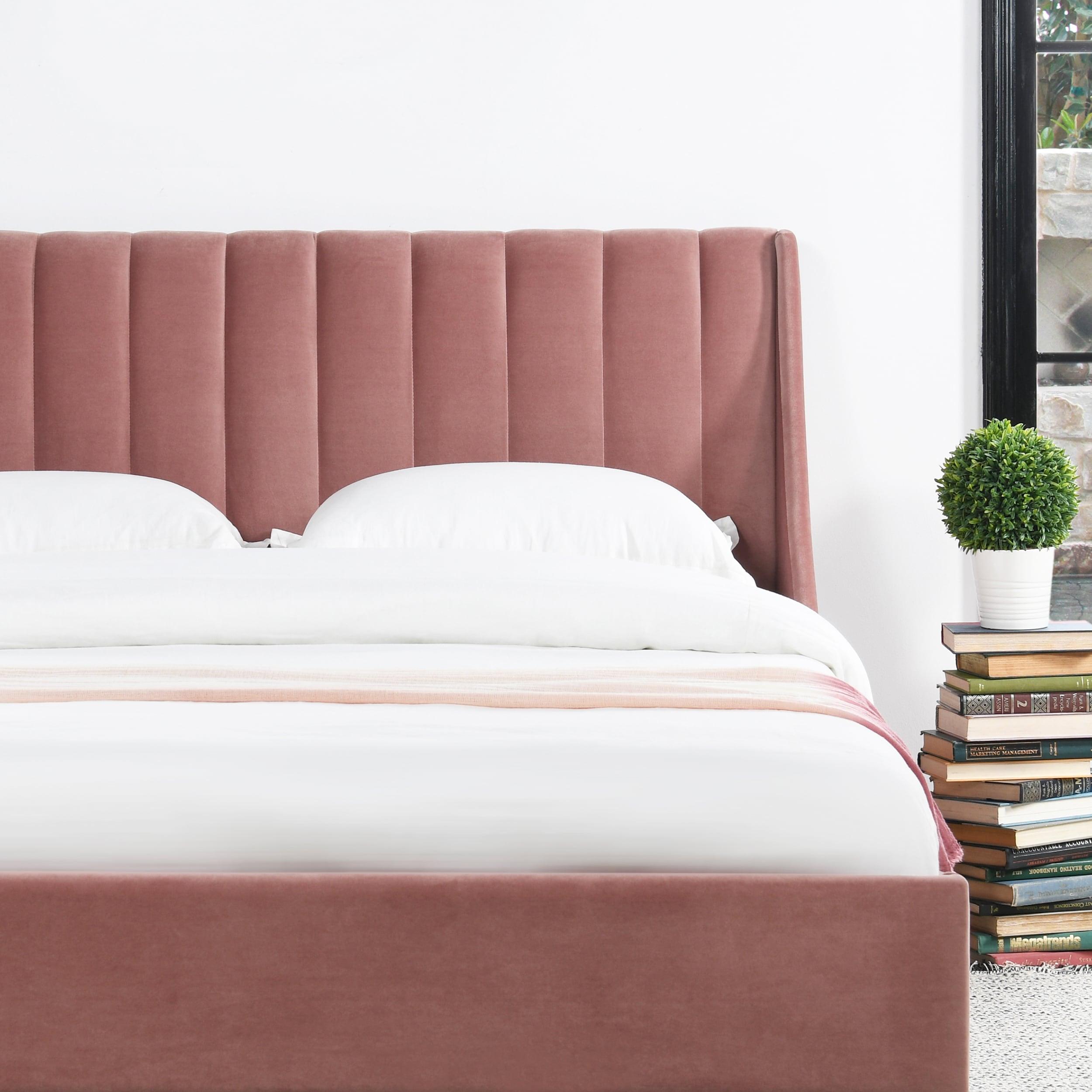 Sandy Wilson Home Aspen Upholstered Platform Bed Queen Ash Rose