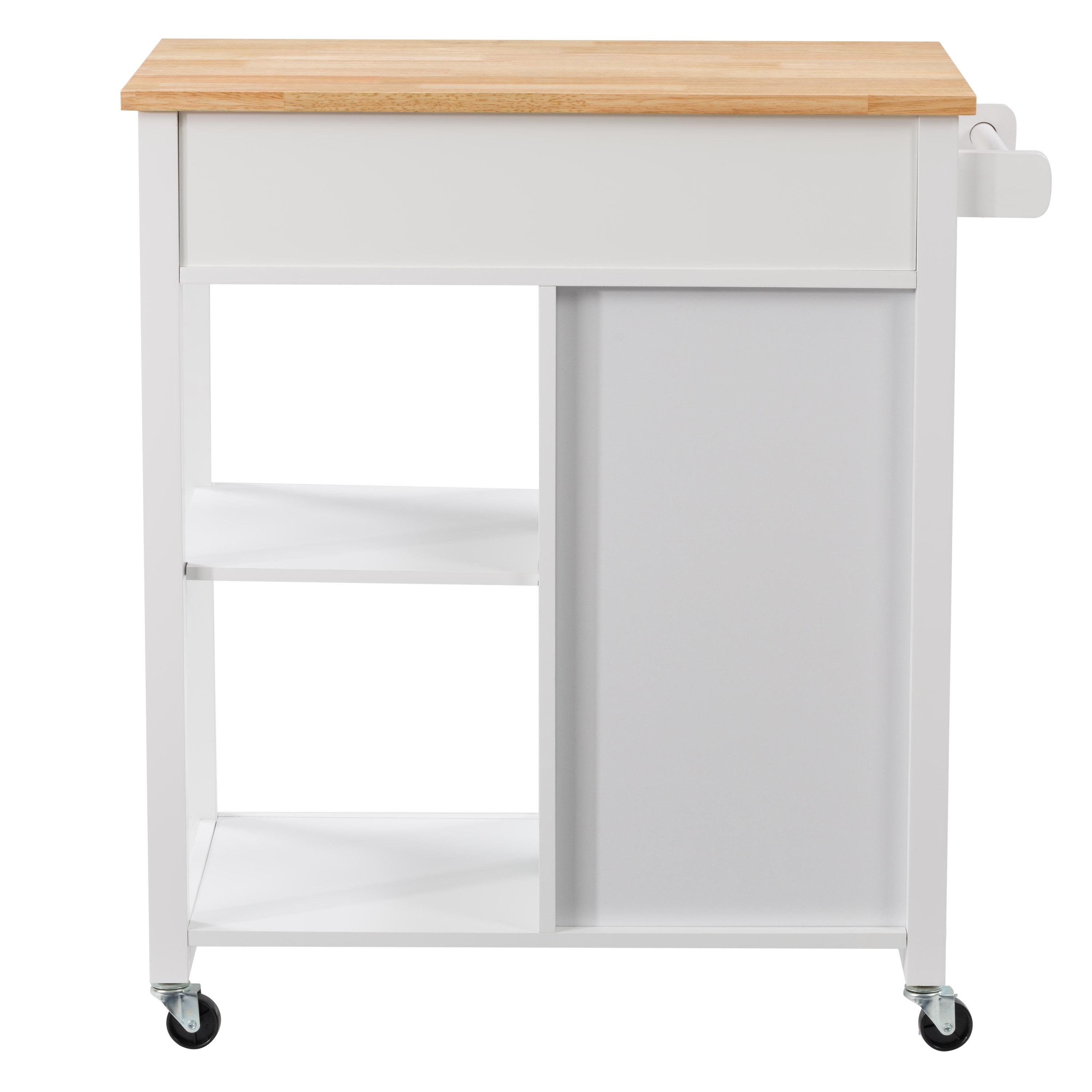 Sage Wood Kitchen Cart with Cupboard White - CorLiving