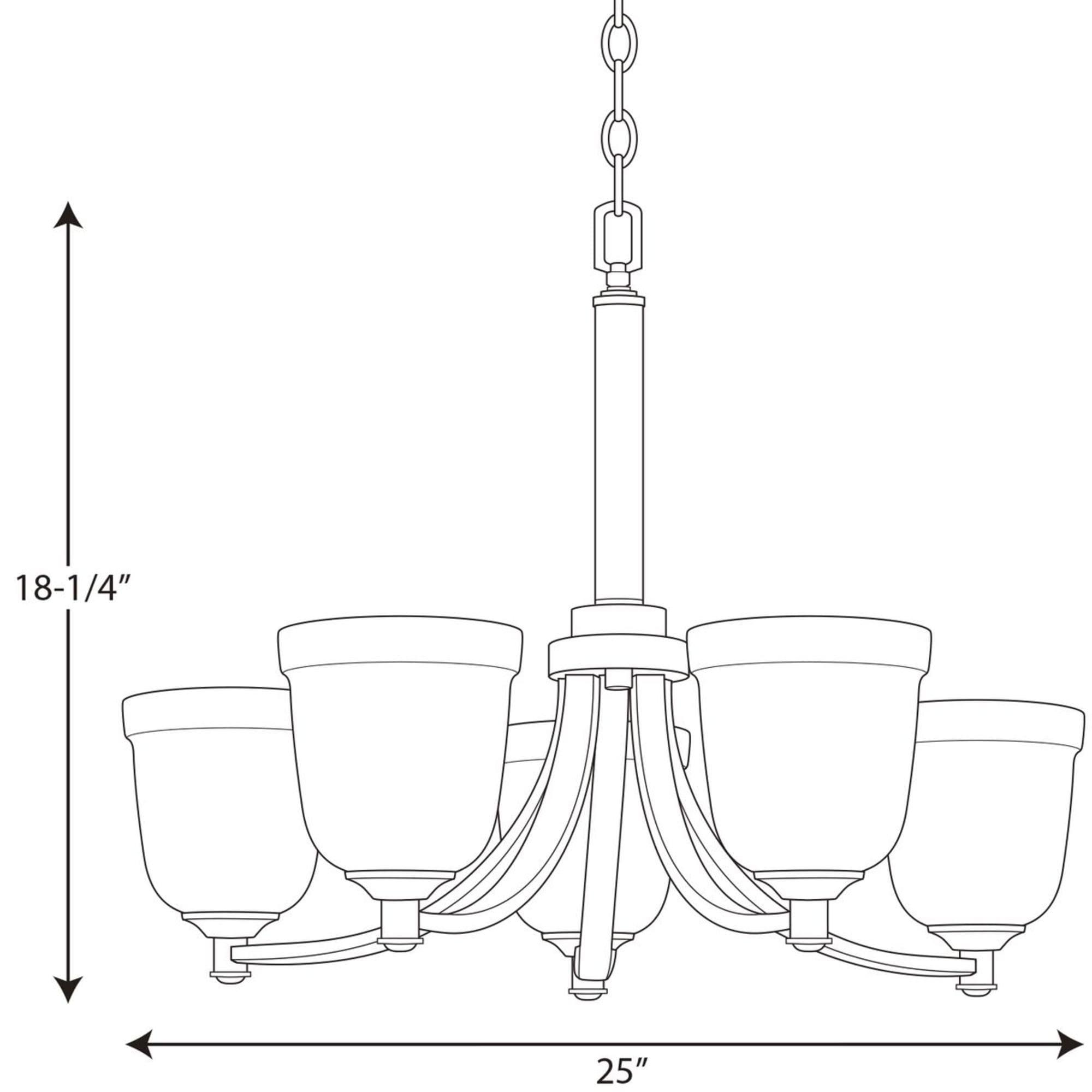 Topsail Collection Five-Light Antique Bronze Etched Parchment Glass Coastal Chandelier Light