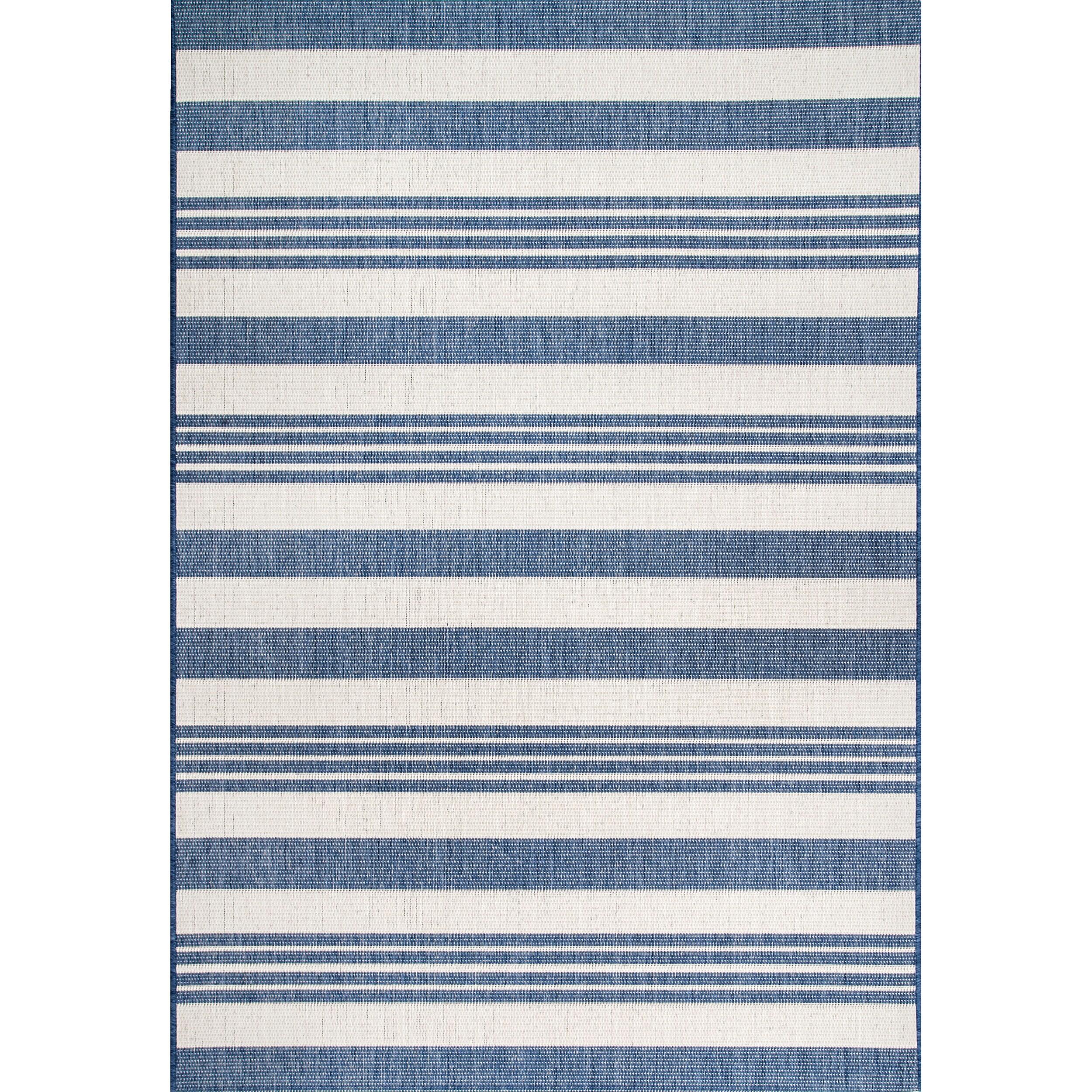 Nuloom Robin Striped 3x4 Indoor/Outdoor Accent Rug for Living Room Patio Deck Front Porch Entryway Kitchen, Blue/Ivory