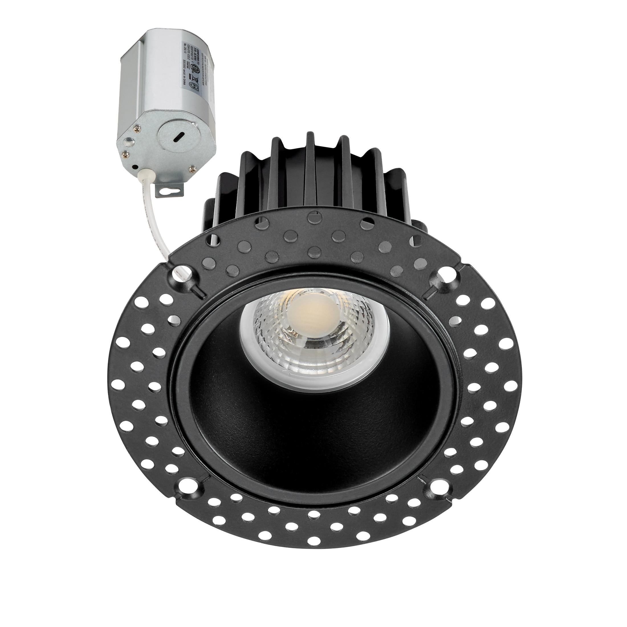 Maxxima 2 in. Trimless Slim Round Recessed Anti-Glare LED Downlight, Black, Canless IC Rated, 600 Lumens, 5 CCT 2700K-5000K