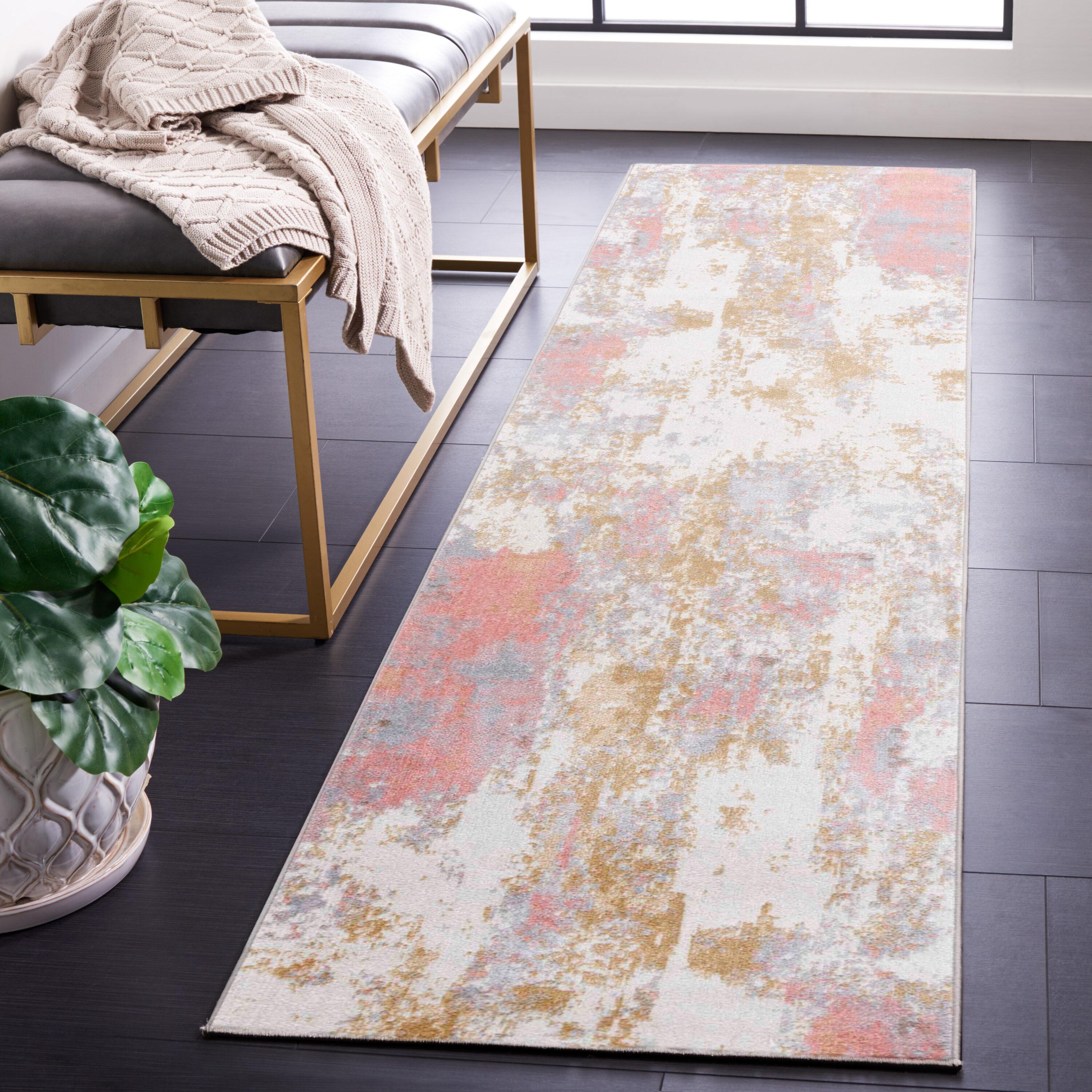 Bayside BAY128 Power Loomed Indoor Machine Washable Runner Rug - Ivory/Grey Pink - 2'2"x8' - Safavieh
