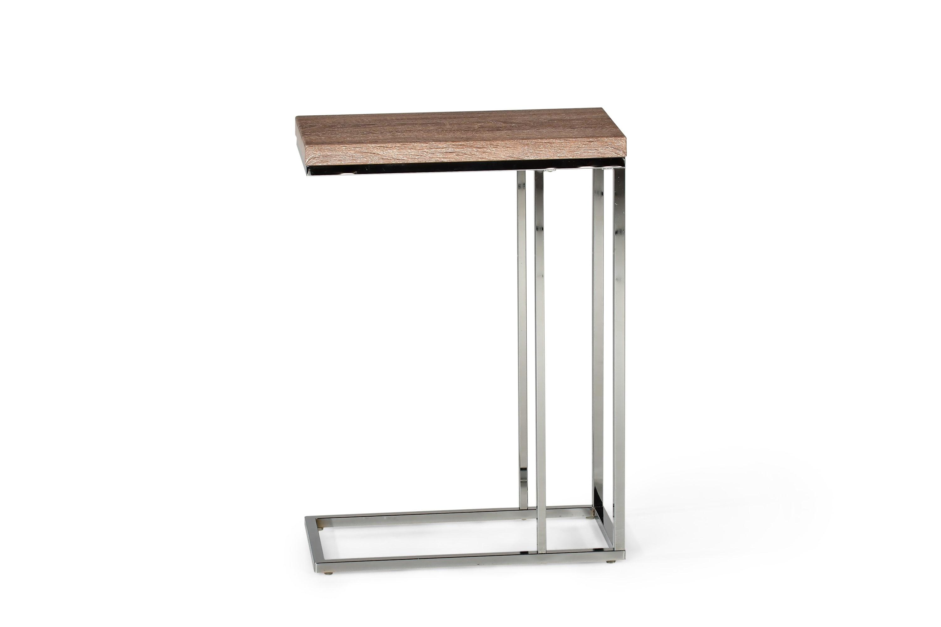 Lucia Chairside End Table Brown - Steve Silver: Chrome Frame, Wood Top, Space-Saving Design