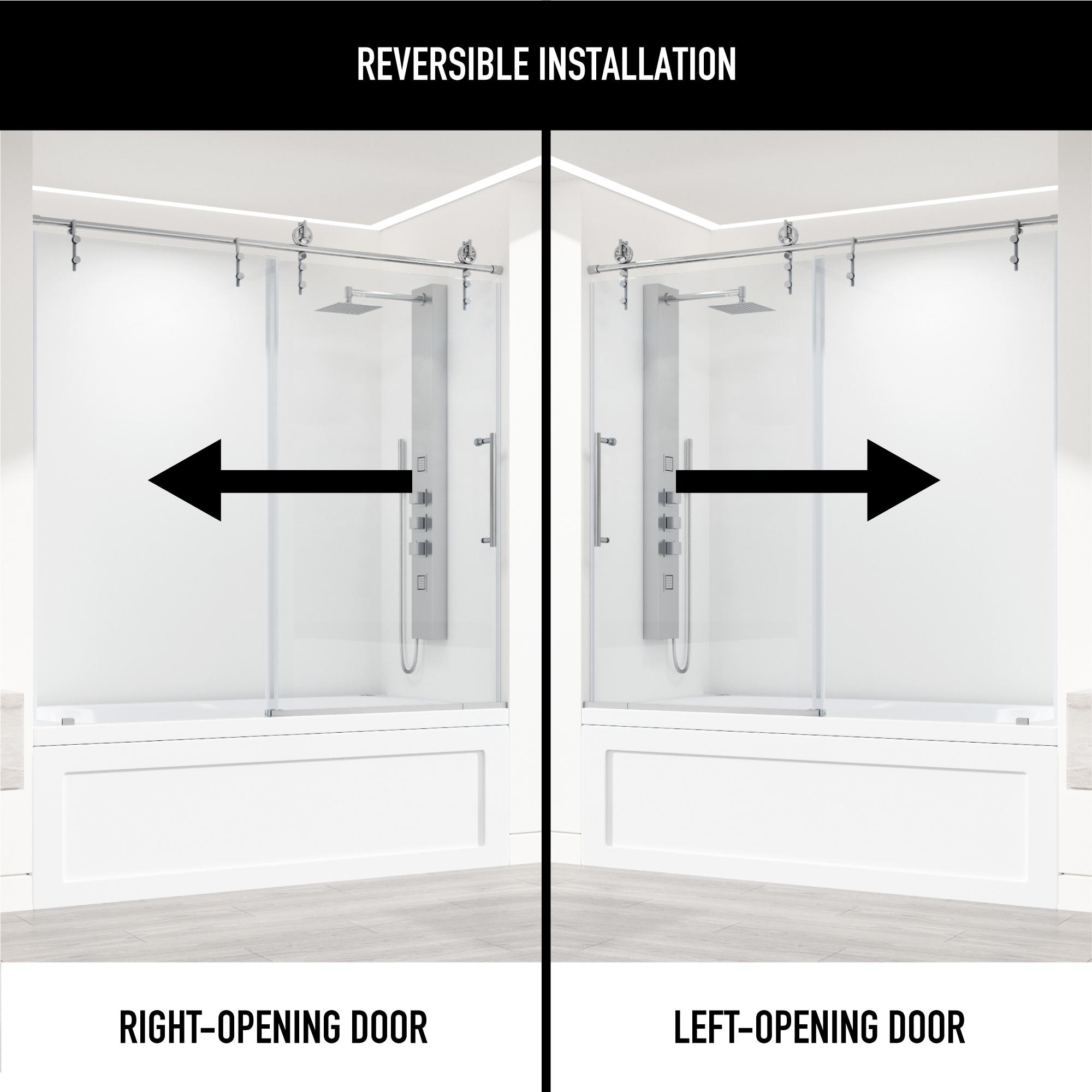 Hamilton 56-60" W x 68" H Sliding Frameless Tub Door with 3/8" Clear Glass