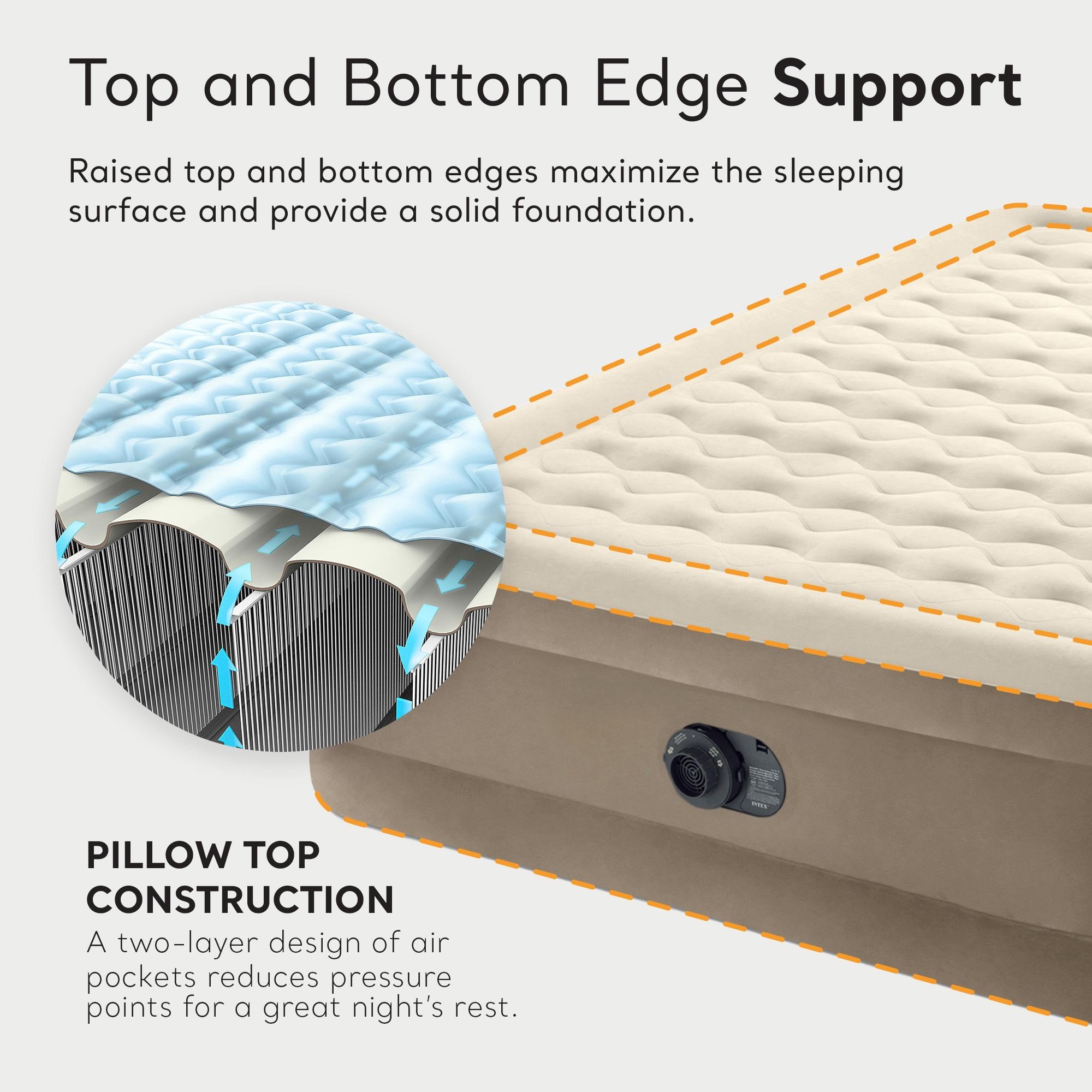 Intex Intex Ultra Plush Fiber Tech Airbed Mattress with Built in Pump