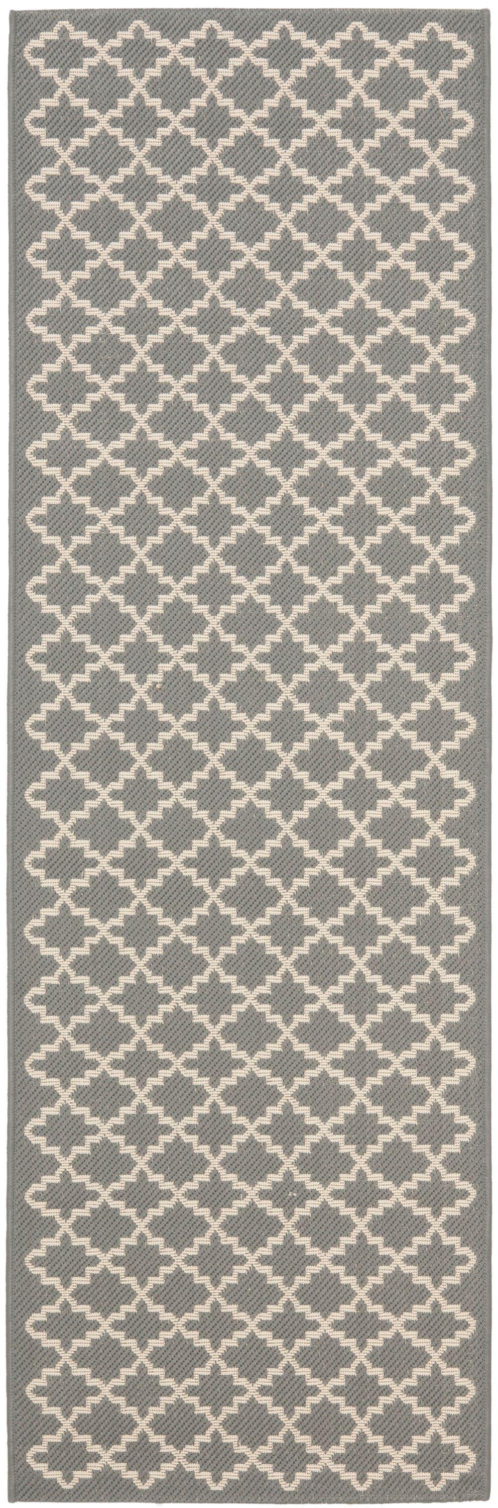 Courtyard CY6919 Power Loomed Indoor and Outdoor Runner Rug - Anthracite/Beige - 2'3"x22' - Safavieh