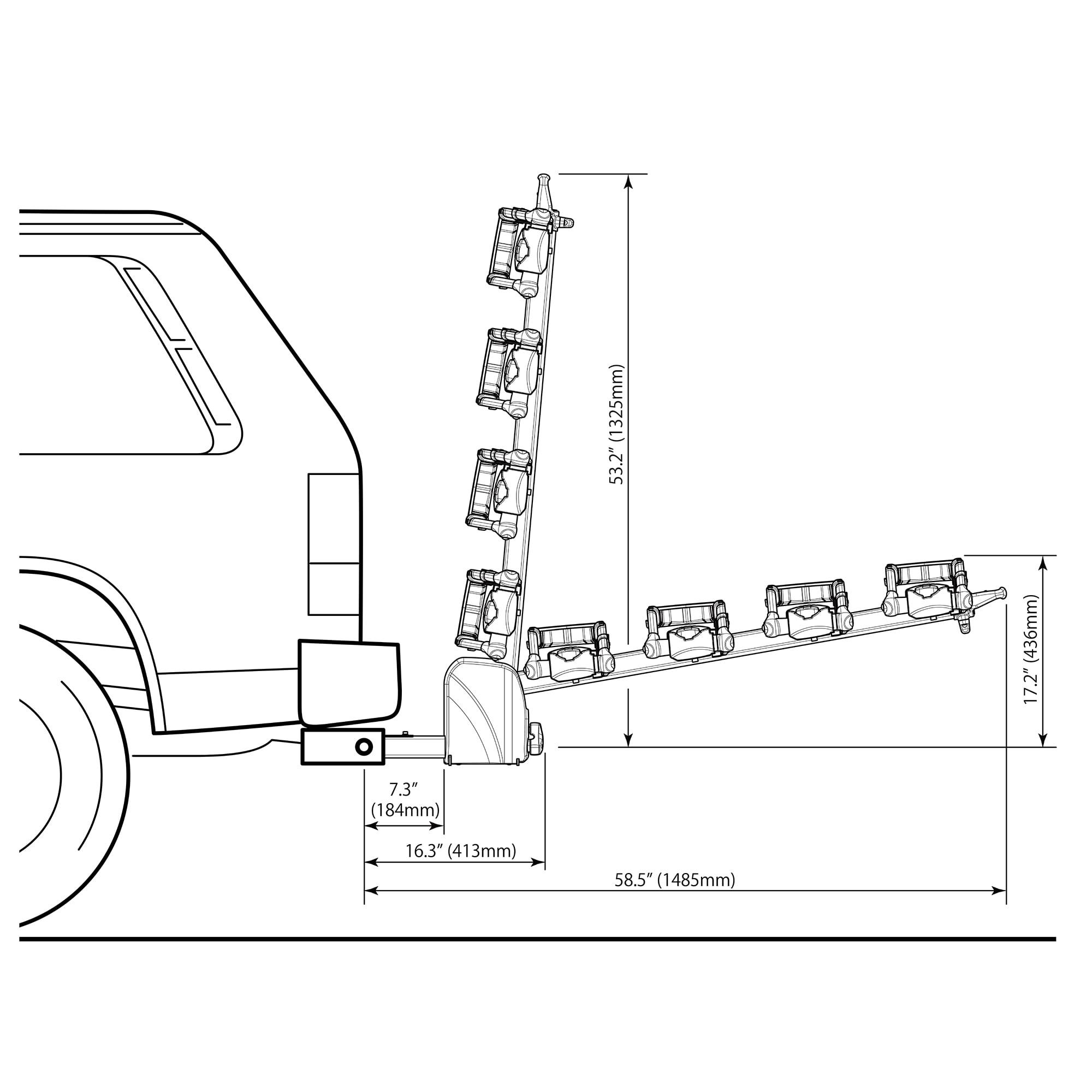 Matte Black 4-Bike Hitch Mount Platform Rack