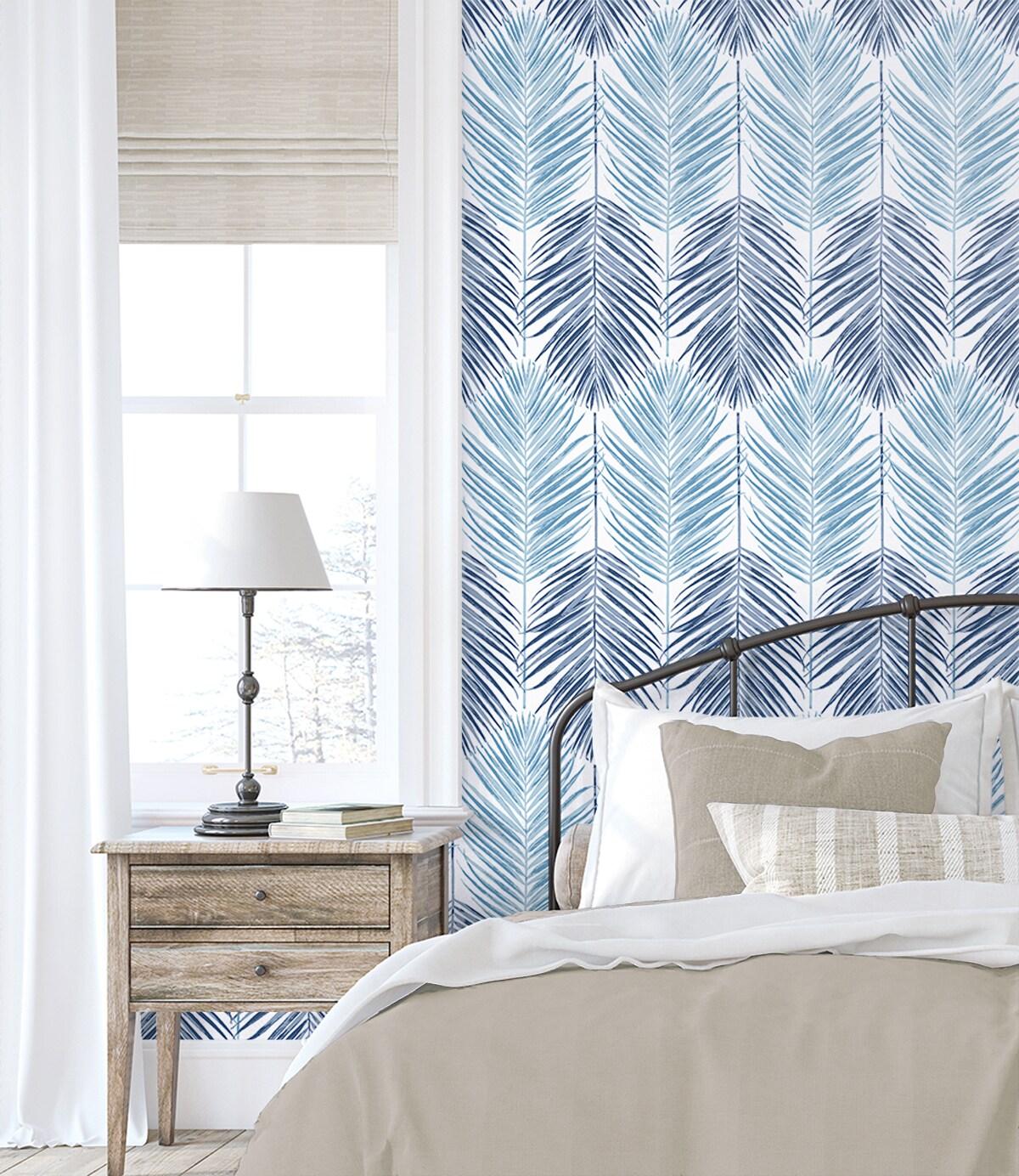 NextWall 30.75-Sq. Feet Blue Lagoon Vinyl Floral Self-adhesive Peel and Stick Wallpaper