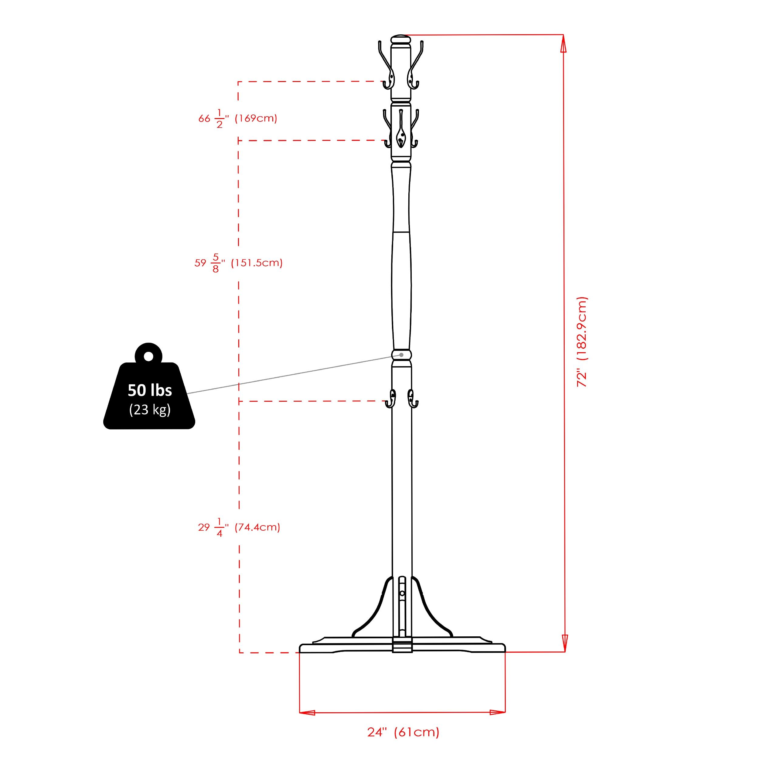 Jera Coat Tree - Cappuccino - Winsome: Solid Wood, Space-Saving Design, 9 Hooks, 72"H