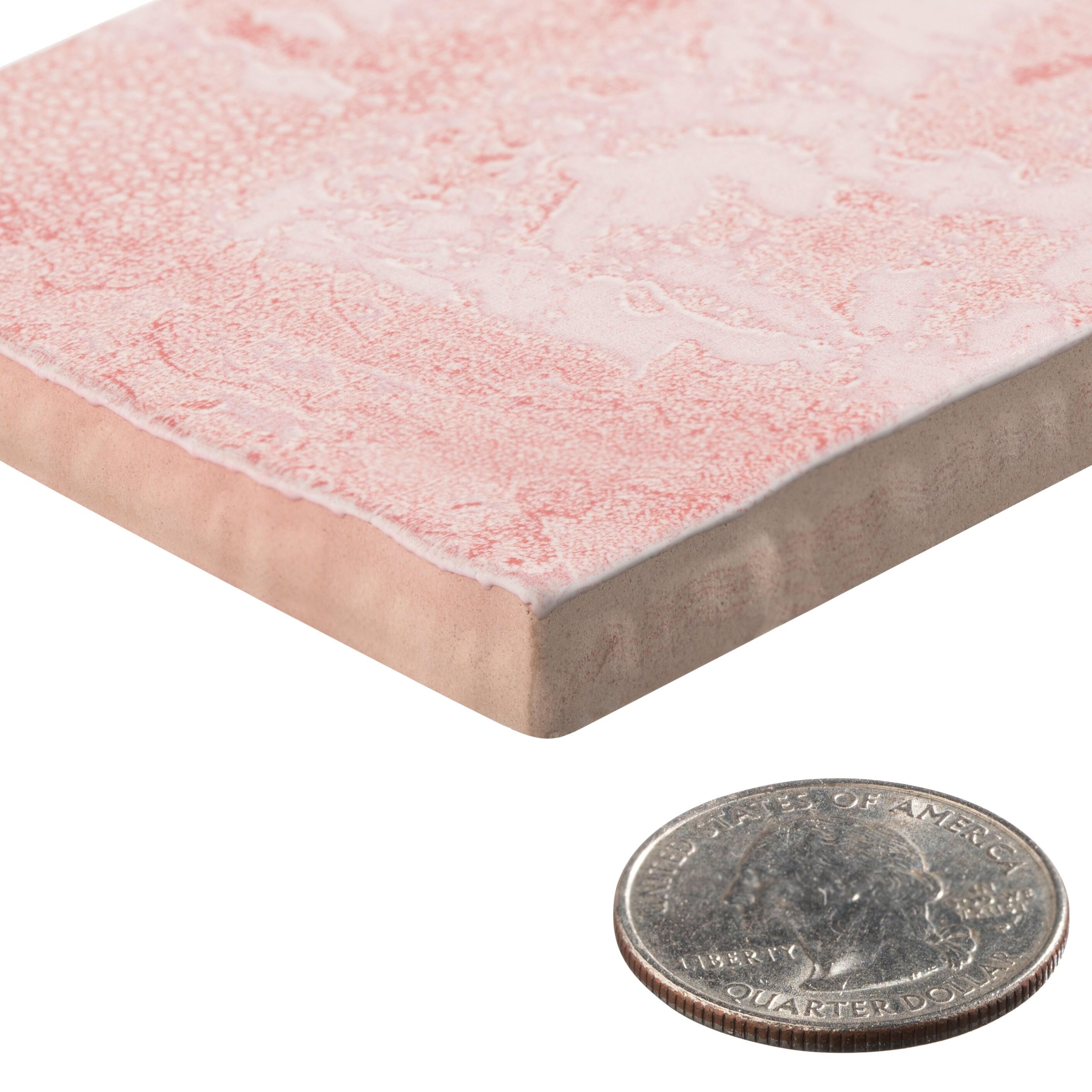 Splash Rose Pink 3" x 12" Ceramic Subway Glossy Textured Look Wall Tile (Sample)