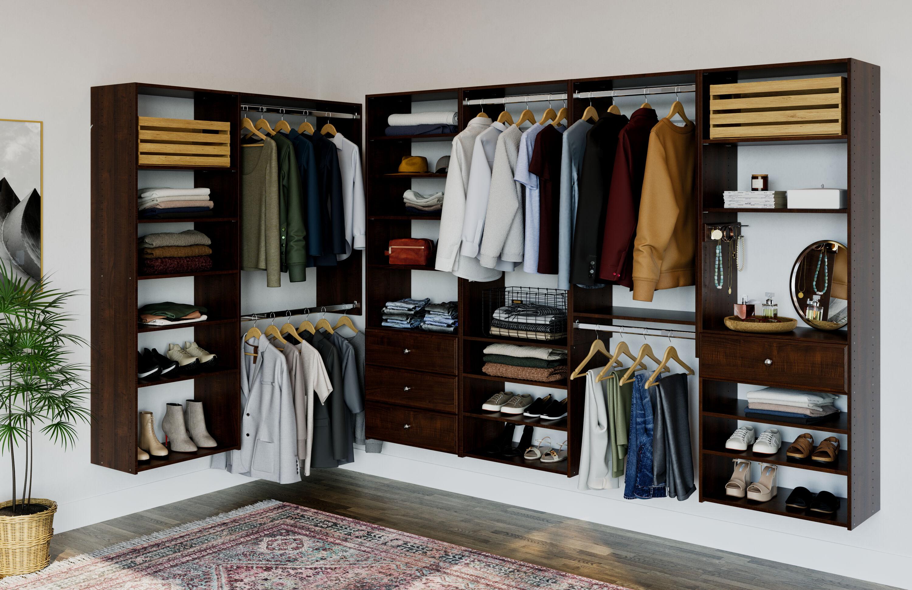 Easy Track 680099 25-1/8" Wide Double Hanging Rod Closet Organizer System - Truffle