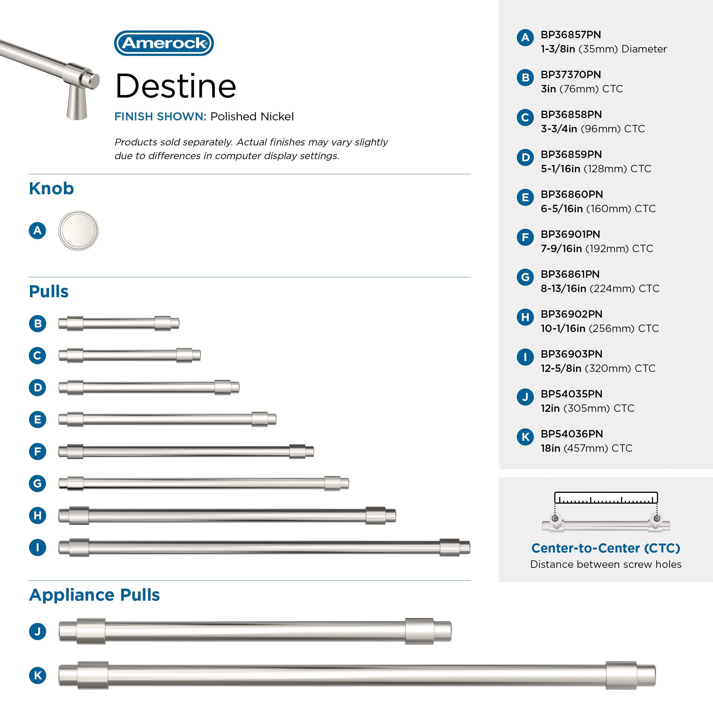 Amerock Destine 7-9/16 inch (192mm) Center-to-Center Polished Nickel Cabinet Pull
