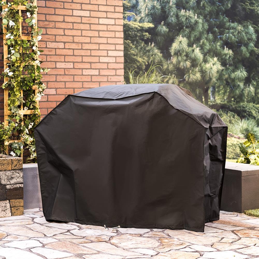 Black Vinyl Weather Resistant Grill Cover for 3-4 Burner Grills