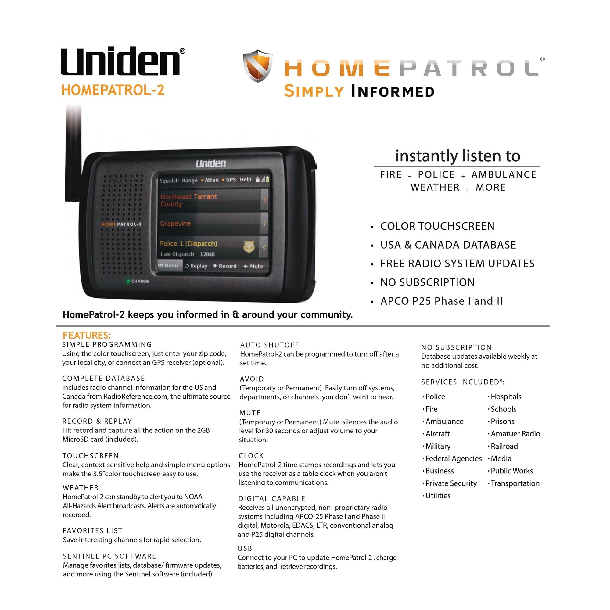 Uniden® HomePatrol® 2 Handheld Scanner in Black