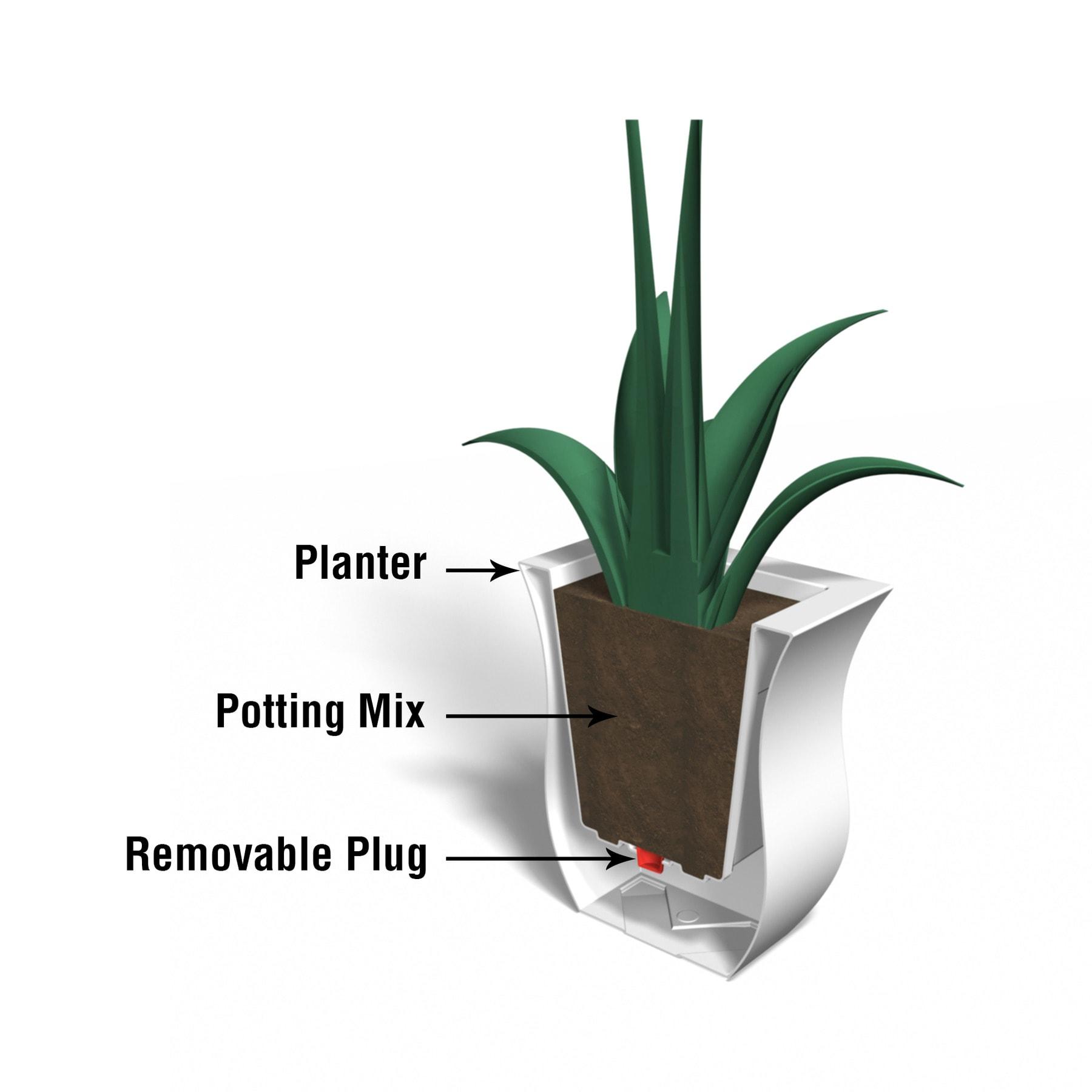 Mayne Valencia 16" x 16" x 18" Square Polyethylene Planter - White