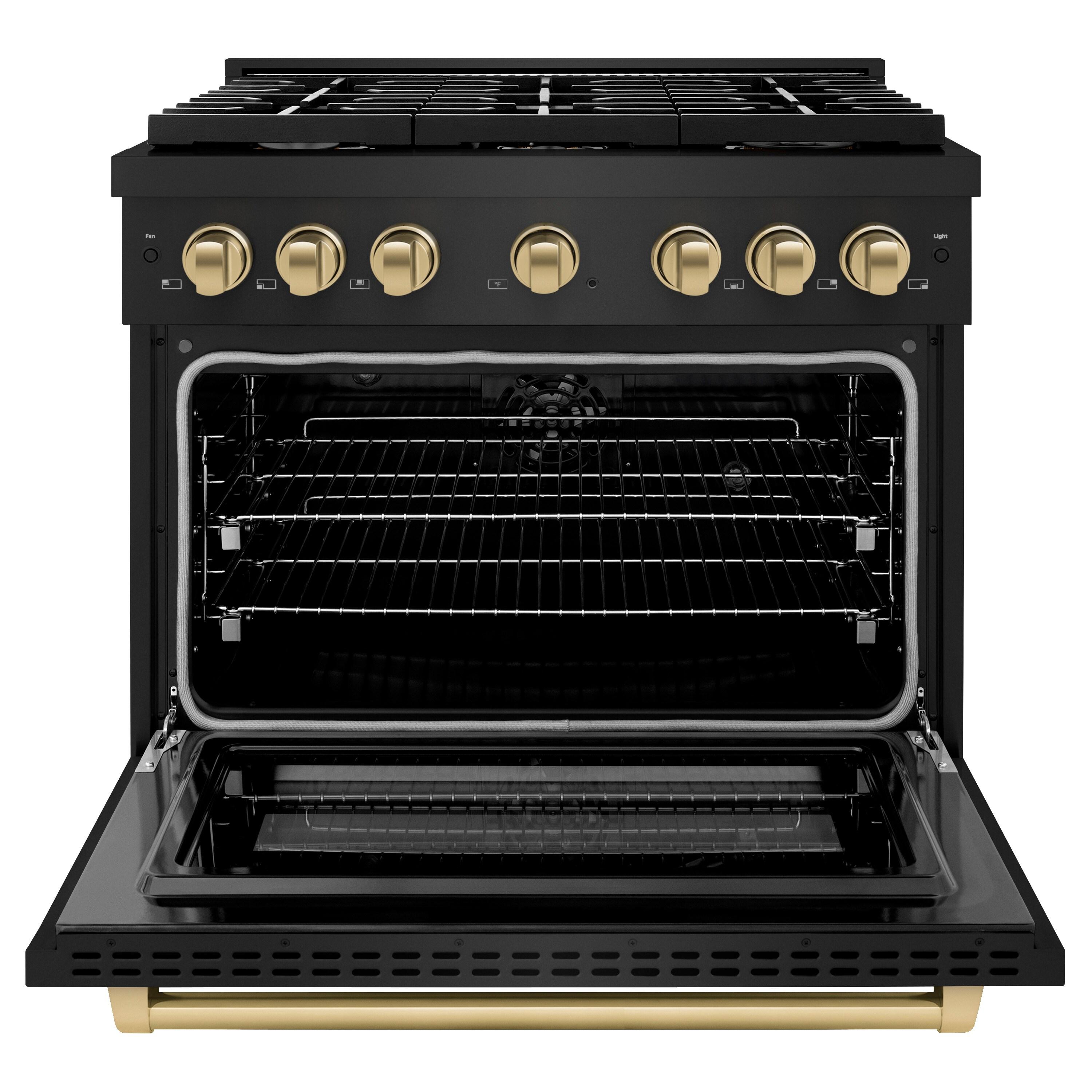 ZLINE Autograph 36" Paramount Dual Fuel Black Stainless Range w/ Bronze Accents