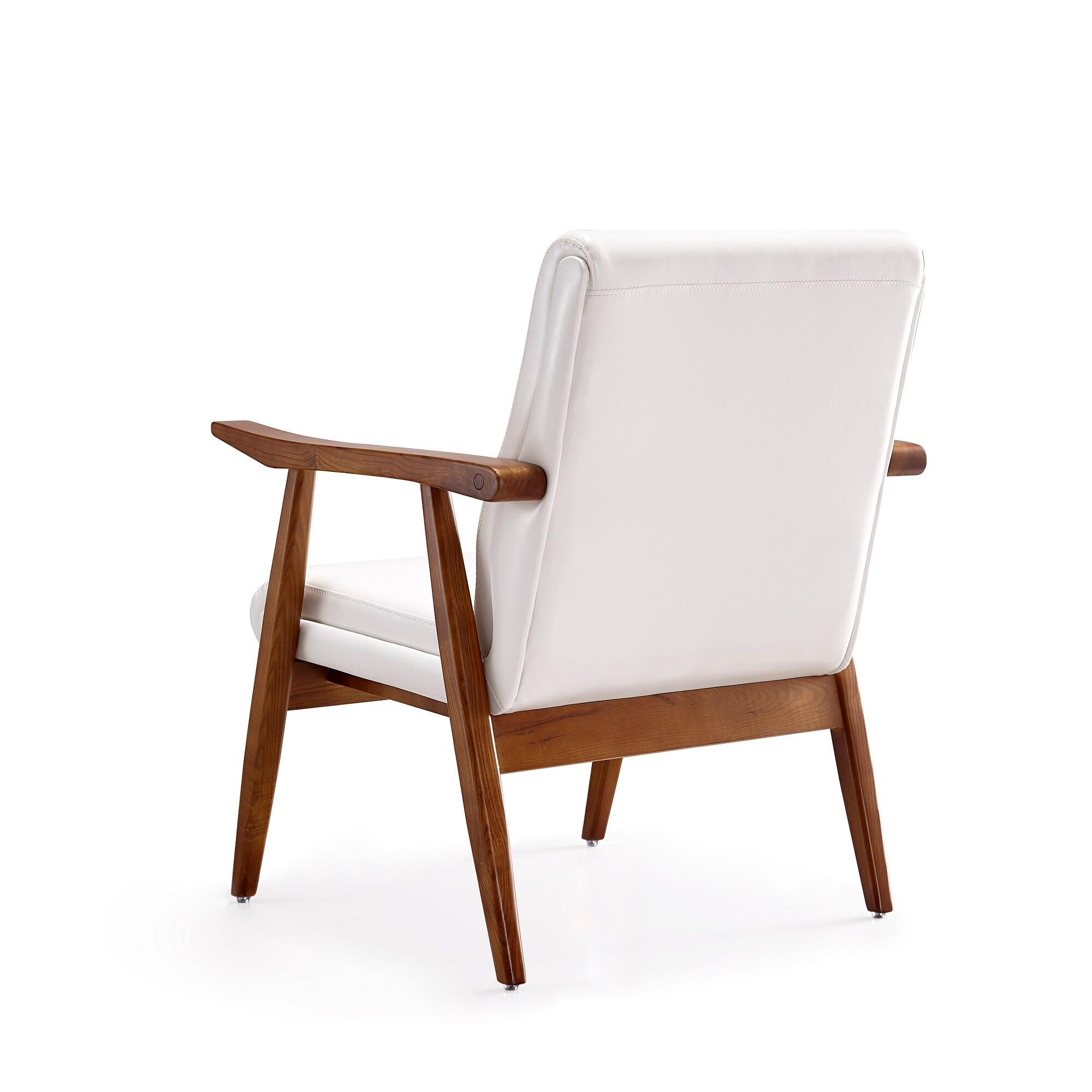 Set of 2 Archduke Faux Leather Accent Chairs White - Manhattan Comfort: Beechwood Frame, No Assembly Required