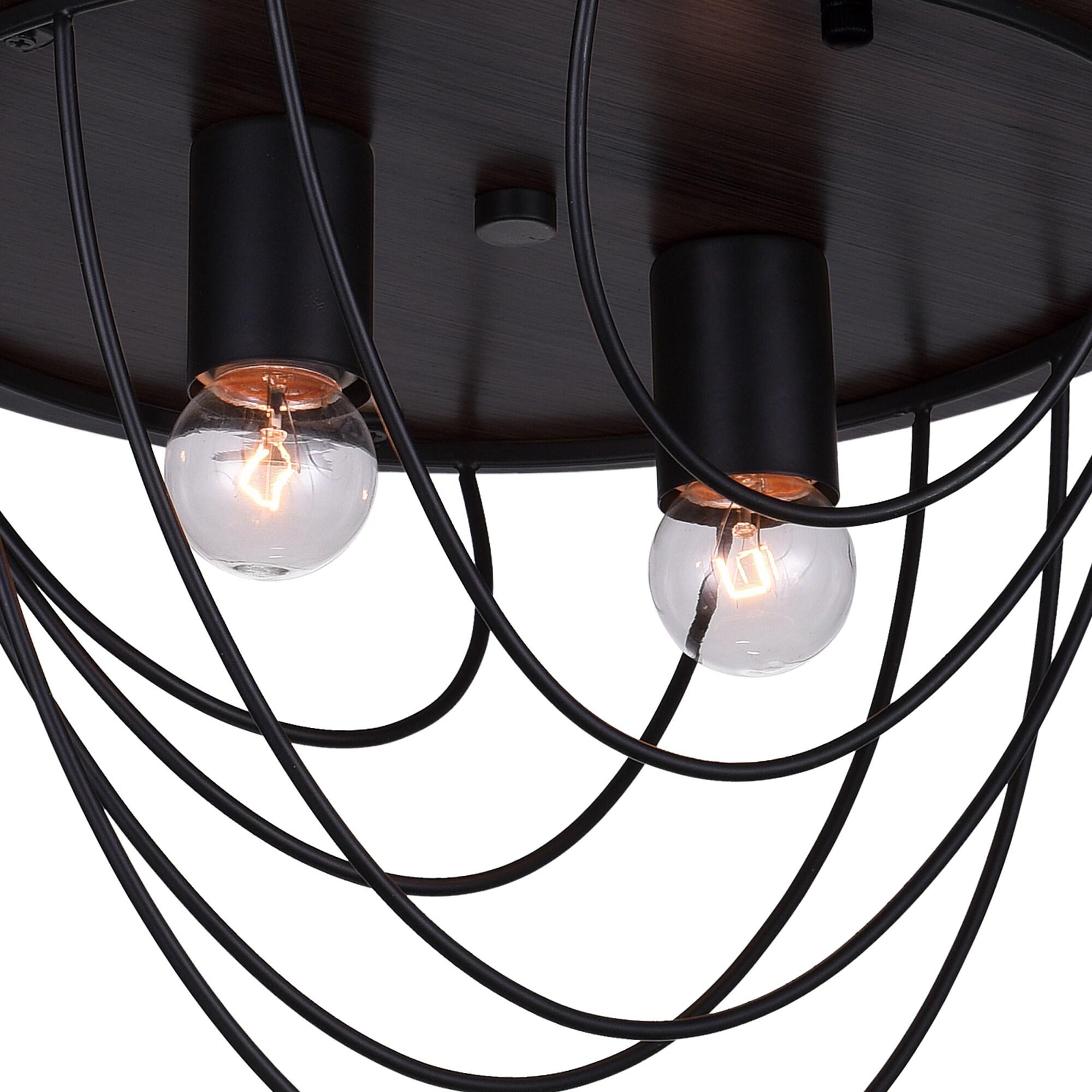 CWI Lighting Gala 2 Light Farmhouse Metal Flush Mount in Black