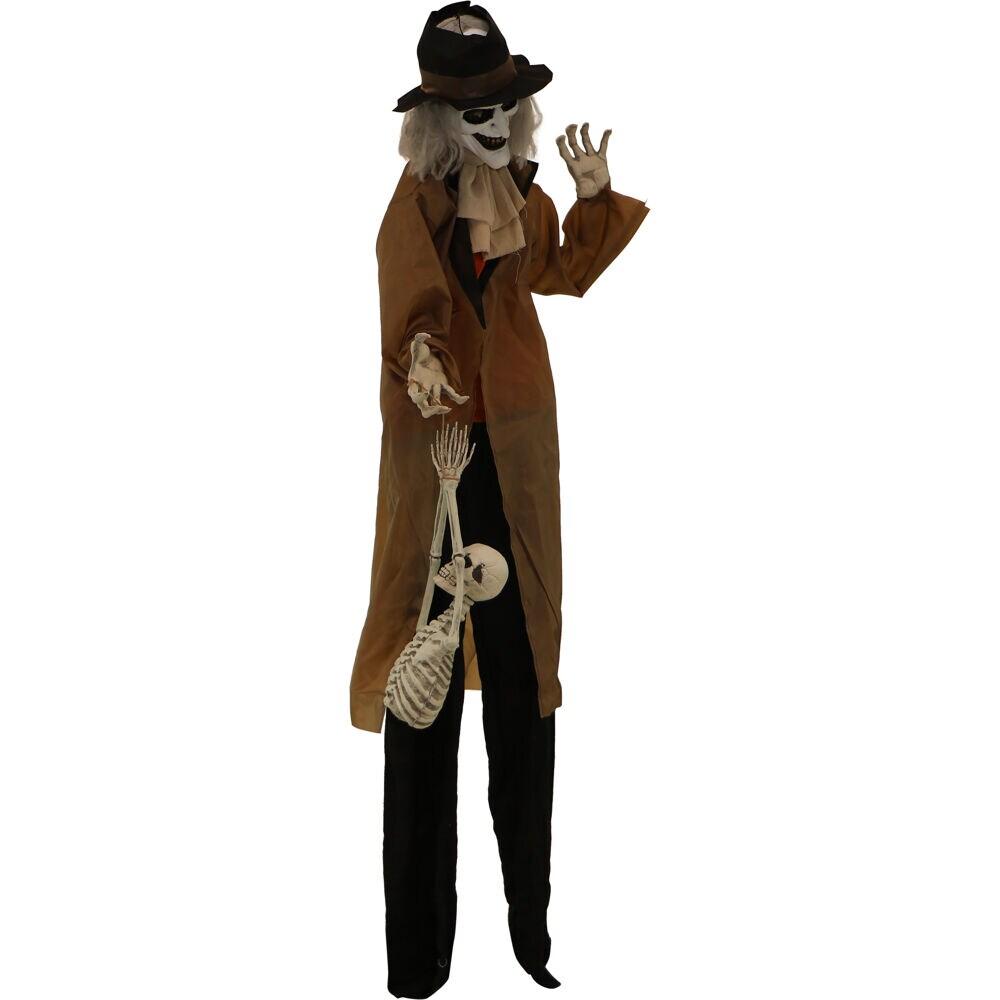 Haunted Hill Farm 5.25 ft. 3.5 lbs Animatronic Gravekeeper Halloween Decoration, Multicolor, HHGRVKPR-1FLSA