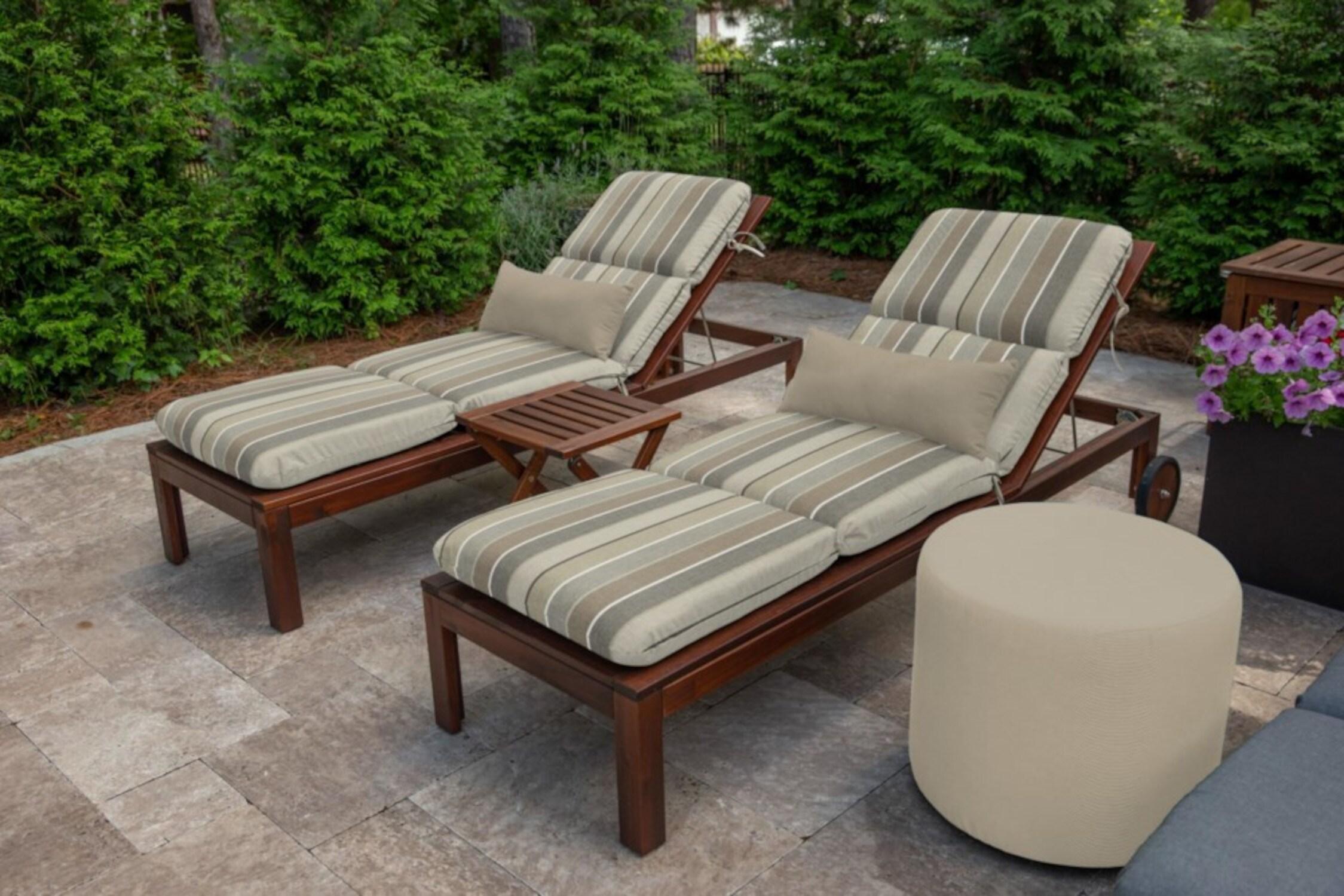 Casual Cushion Stripe Sunbrella® Fabric 1-Piece Outdoor Chaise Cushion, 22.5"W x 74"L, Milano Char