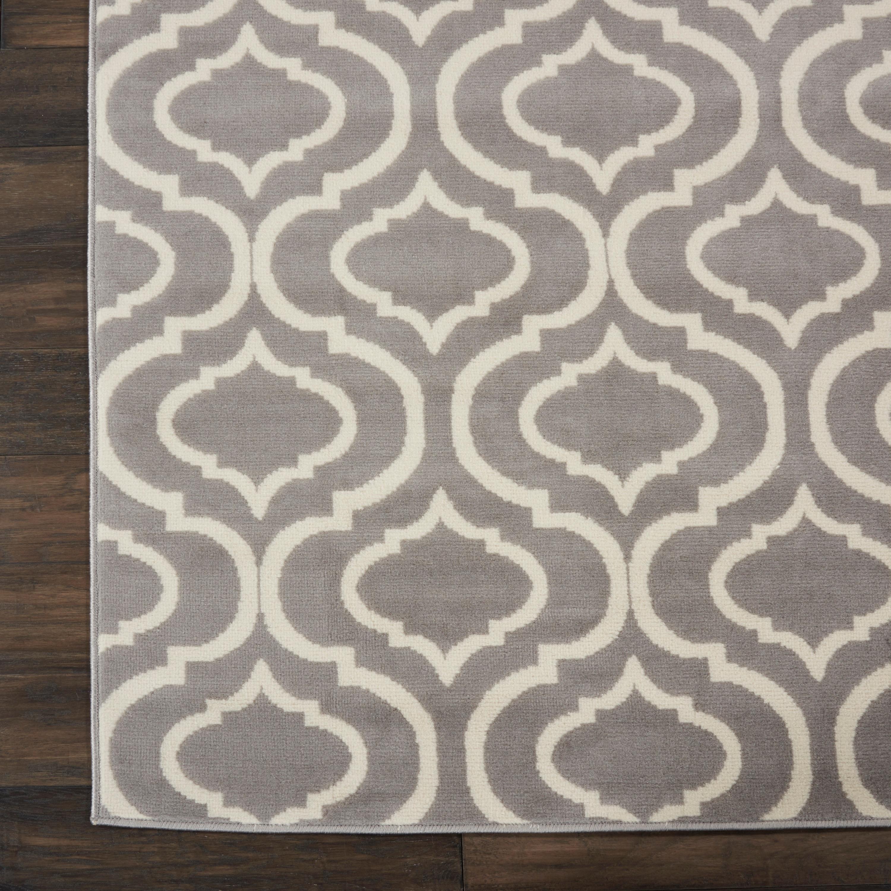 Nourison Jubilant 7 x 10 (ft) Loomed Polypropylene Grey Rectangular Indoor Abstract Area rug