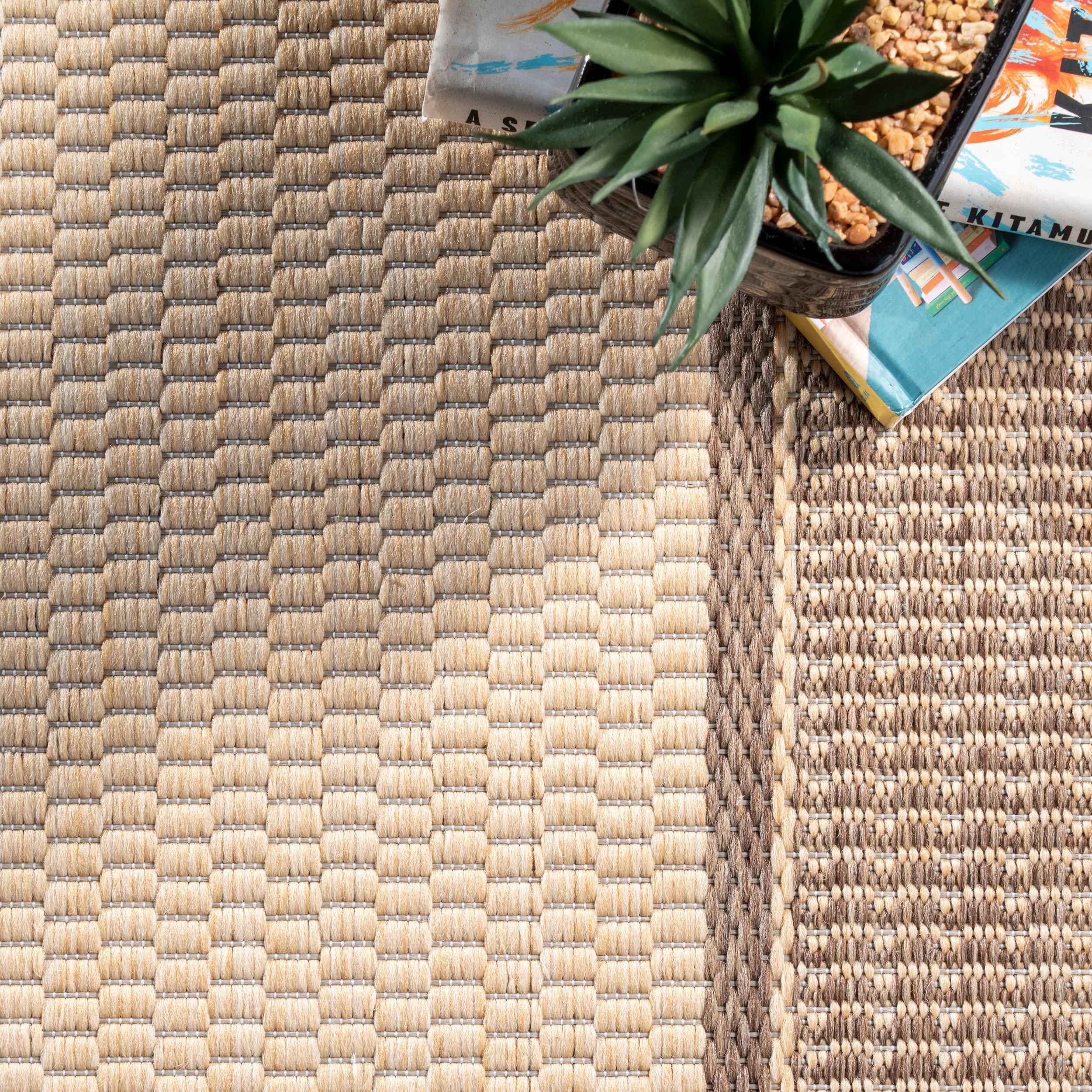 Nuloom Gris Bordered 3x5 Indoor/Outdoor Accent Rug for Living Room Patio Deck Front Porch Entryway Kitchen, Beige/Tan