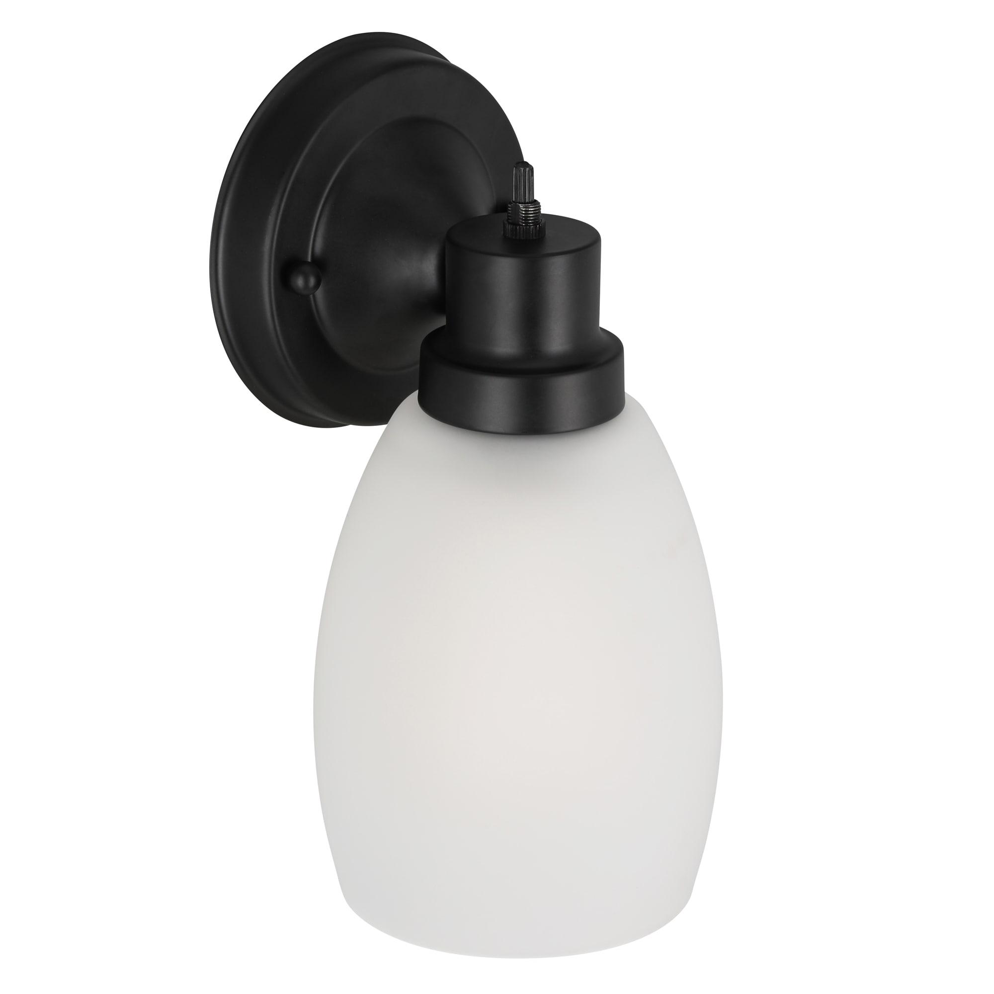 Lydia Matte Black Cylinder Wall Light with Frosted Glass Shade