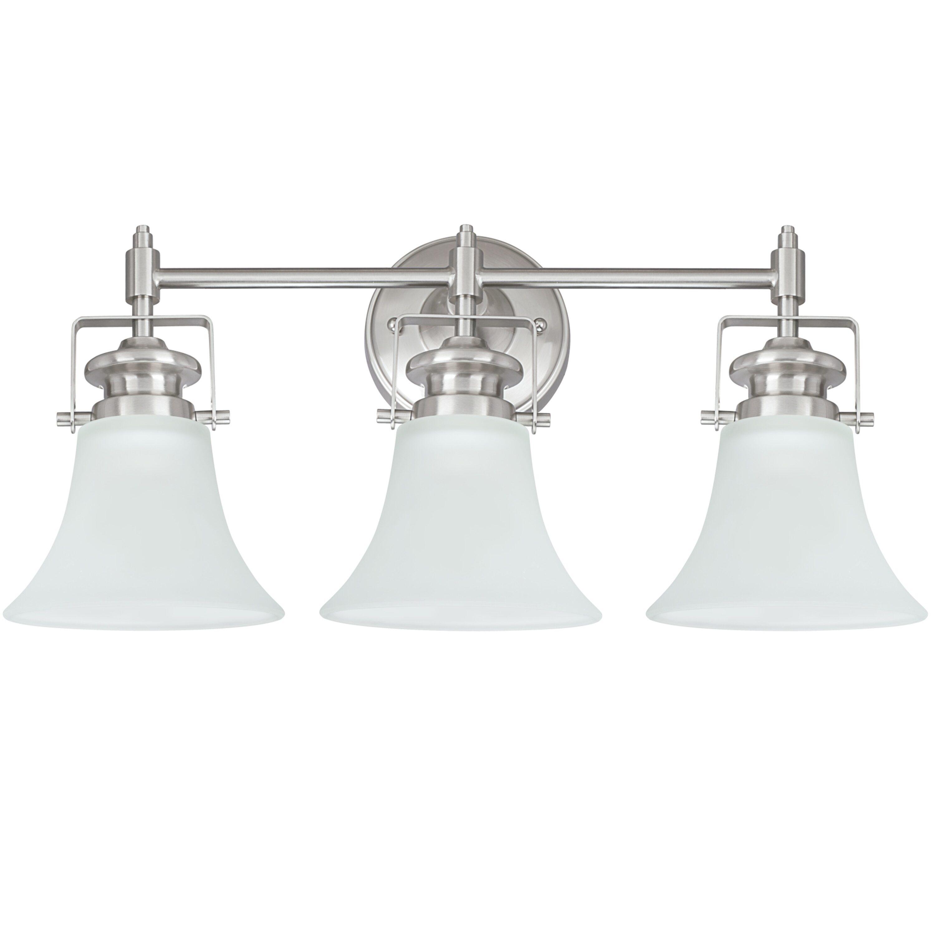 Aspen Creative 62159, Three-Light Metal Bathroom Vanity Wall Light Fixture, 21" Wide, Transitional Design in Brushed Nickel