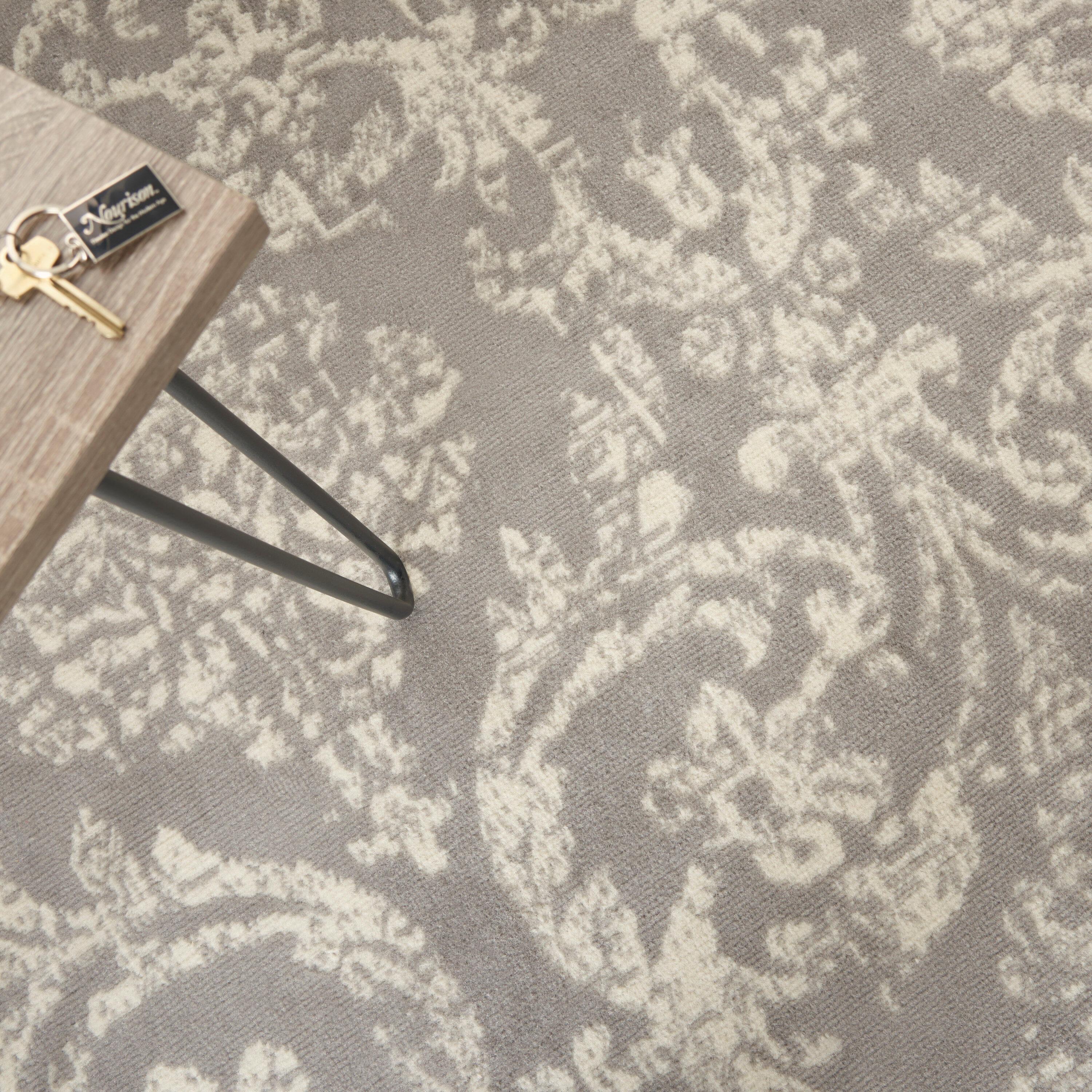 Nourison Jubilant 6' x 9' Grey Area Rug Farmhouse Vintage Damask by Nourison