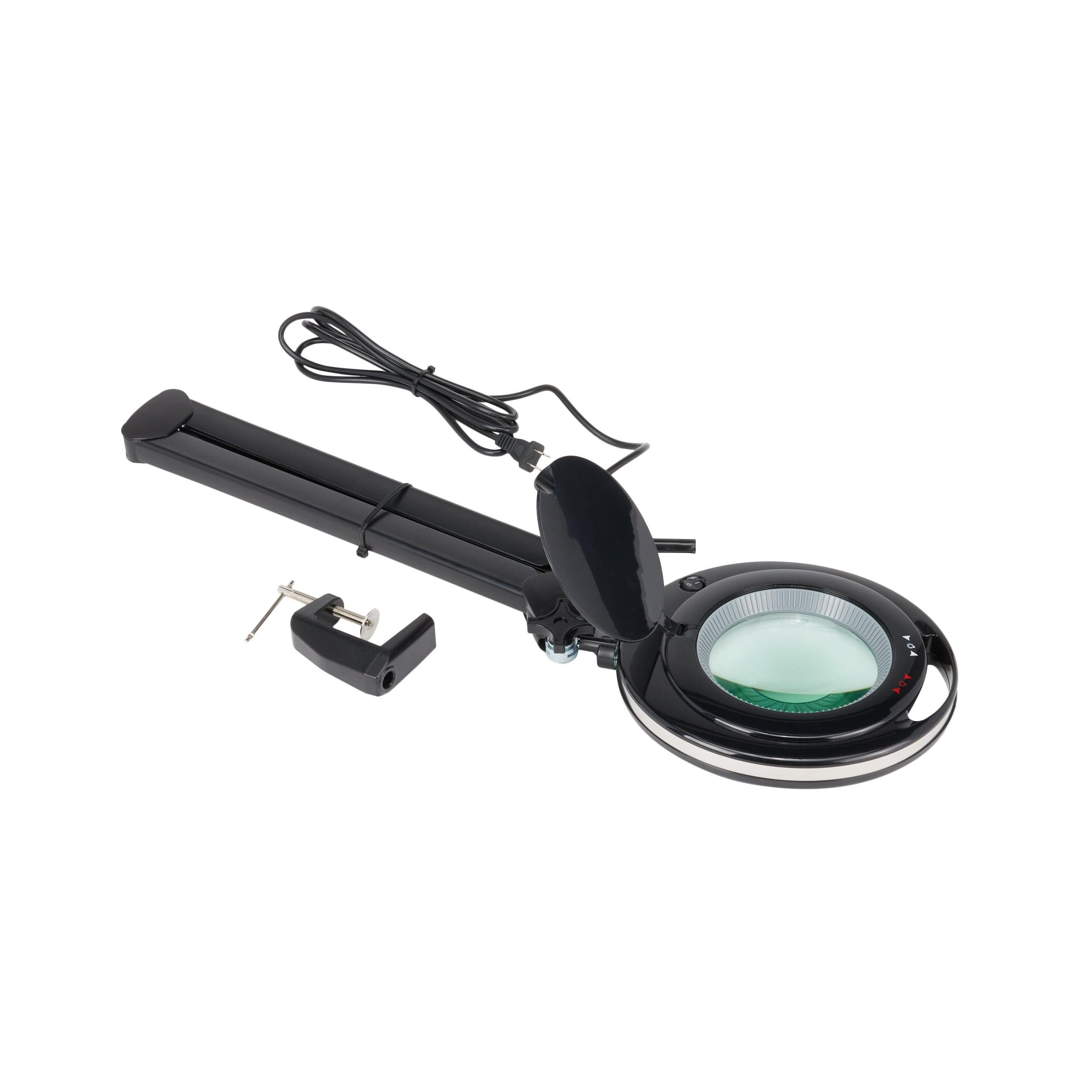 Brightech Lightview Pro 33 in. Adjustable Swing Arm Integrated 2.25X Magnifying Dimmable LED Desk Clamp Lamp