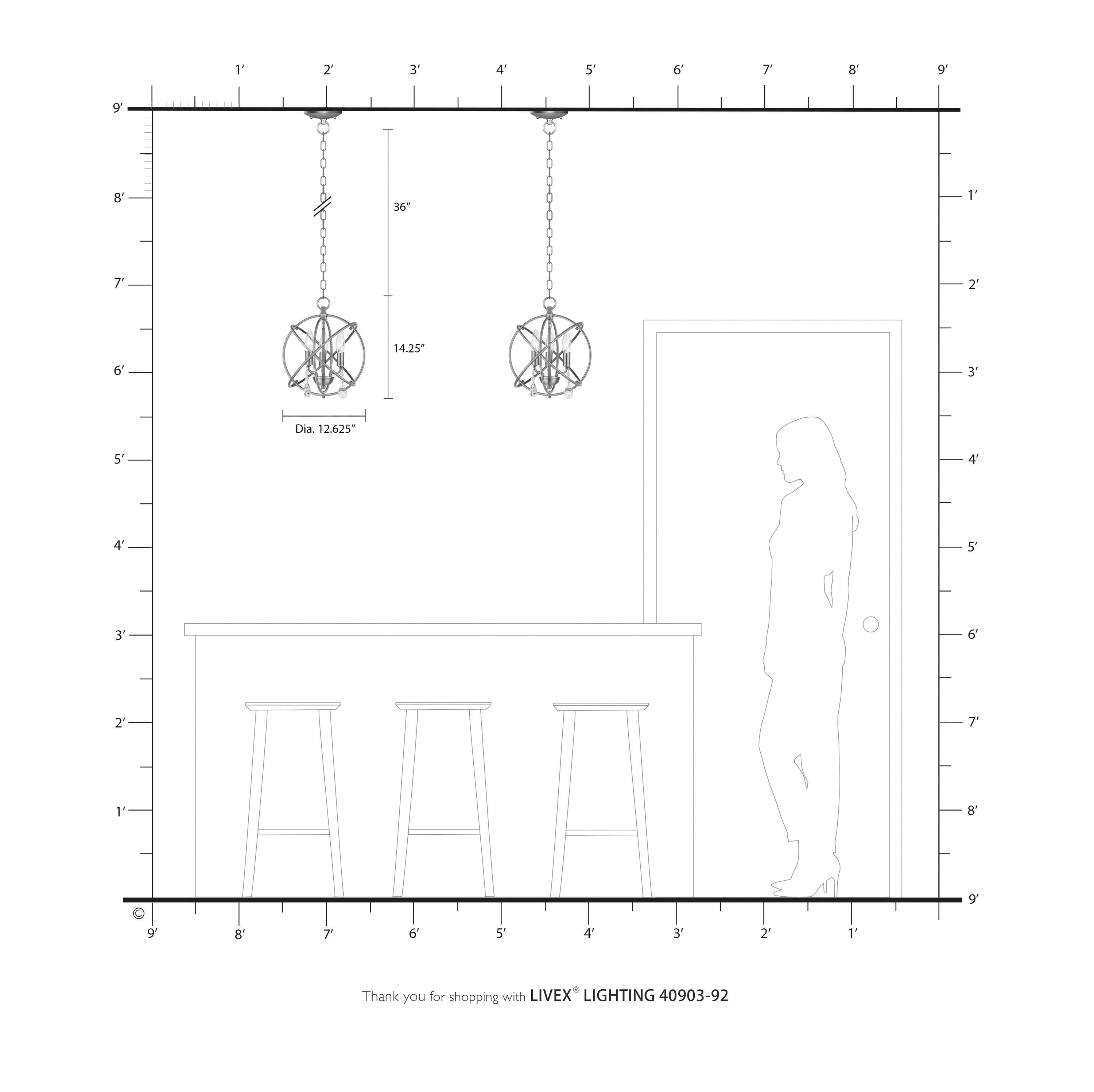 Livex Lighting Aria 3 - Light Chandelier in  English Bronze