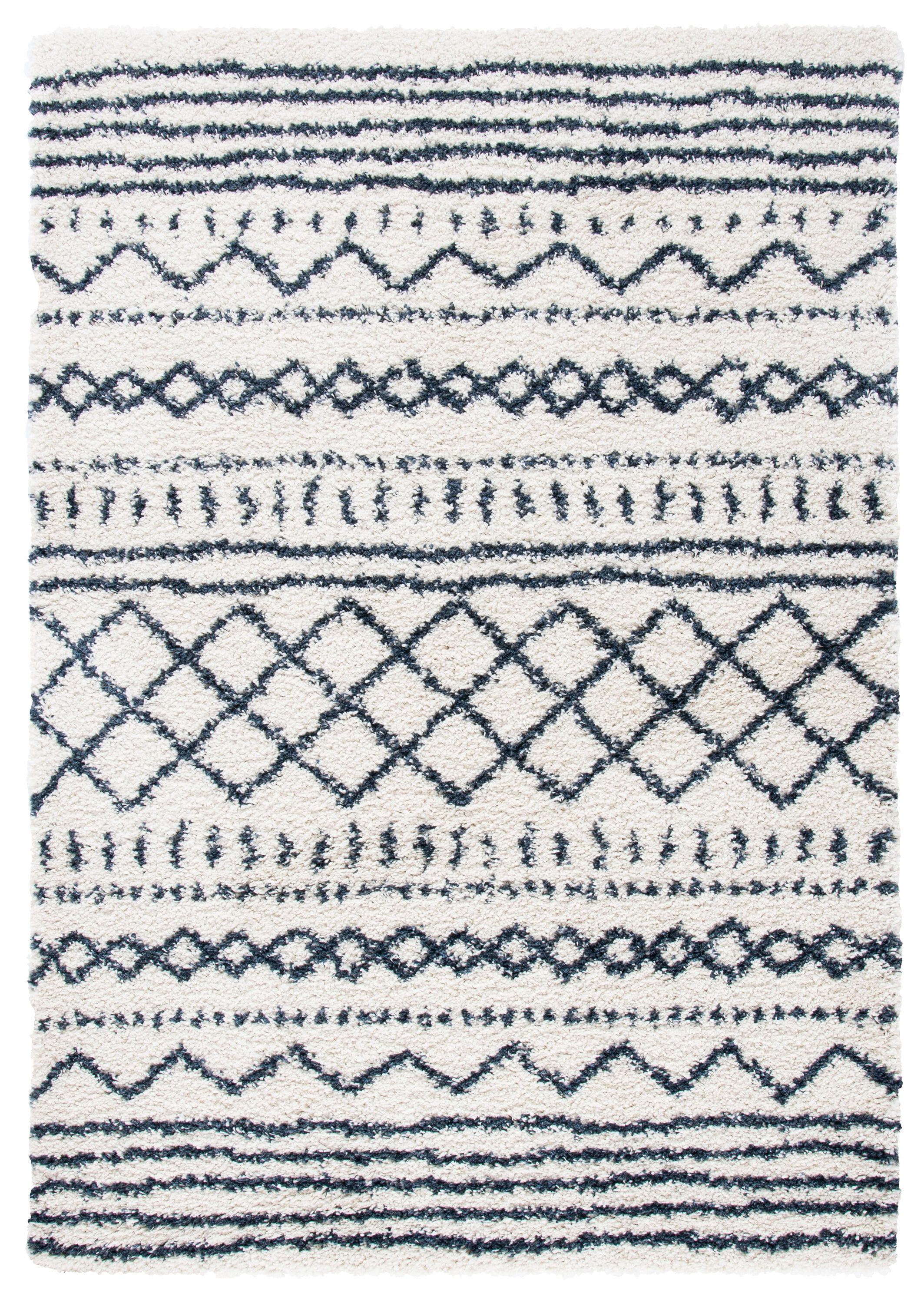 Arizona Shag ASG741 Power Loomed Indoor Area Rug - Ivory/Slate - 4'x6' - Safavieh