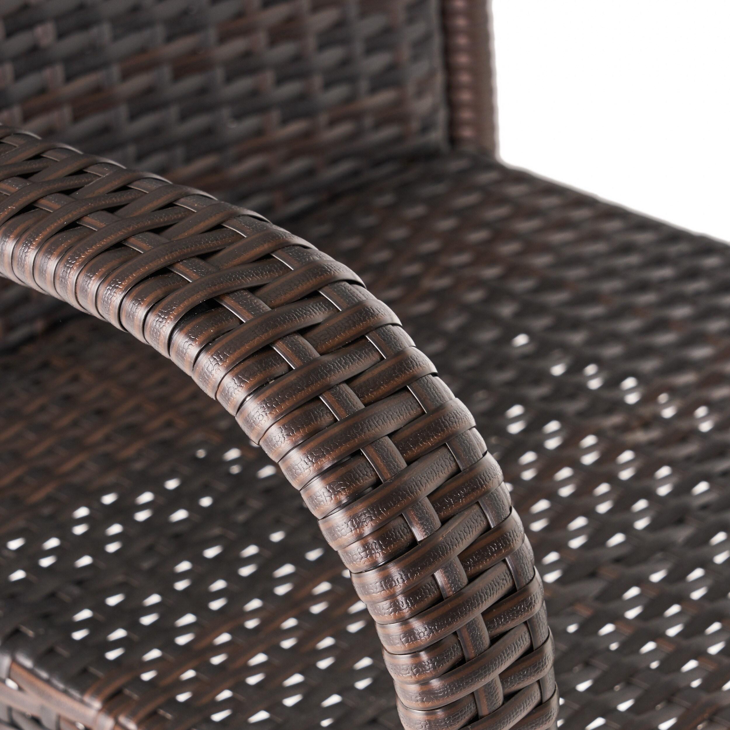 Delfina 4pk Wicker Barstool - Brown - Christopher Knight Home: UV & Weather-Resistant, Powder-Coated Frame