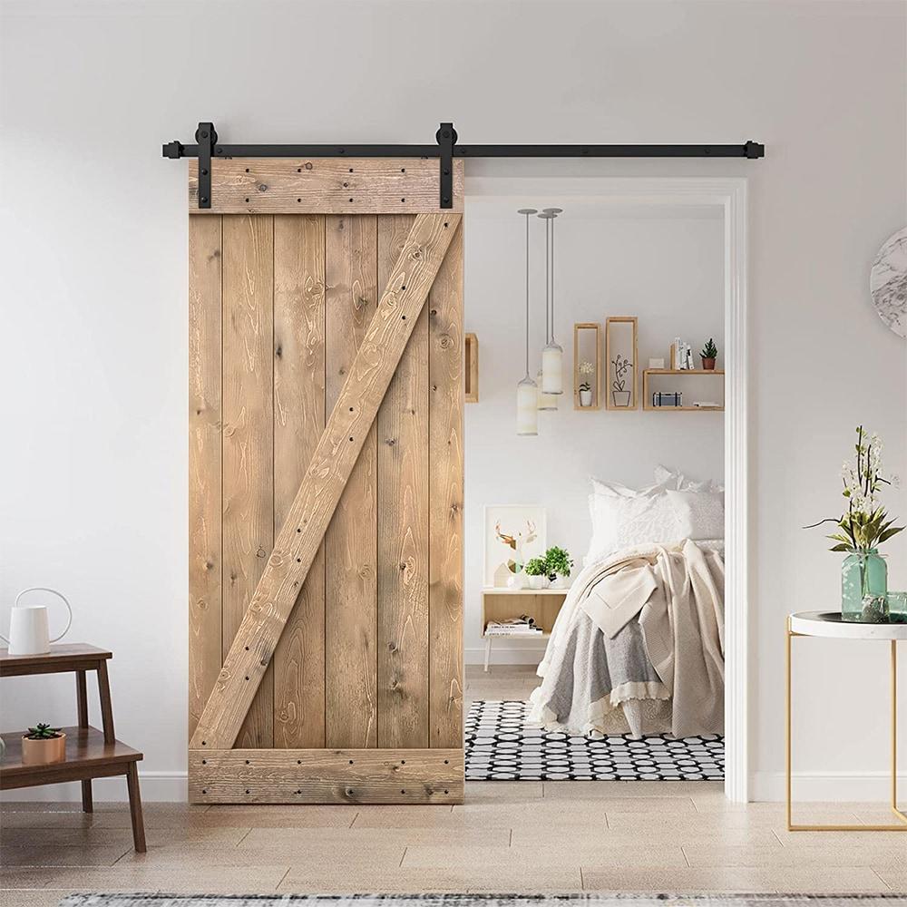 TMS 84'' Solid Wood Paneled Painted with Installation Hardware Kit Barn Door