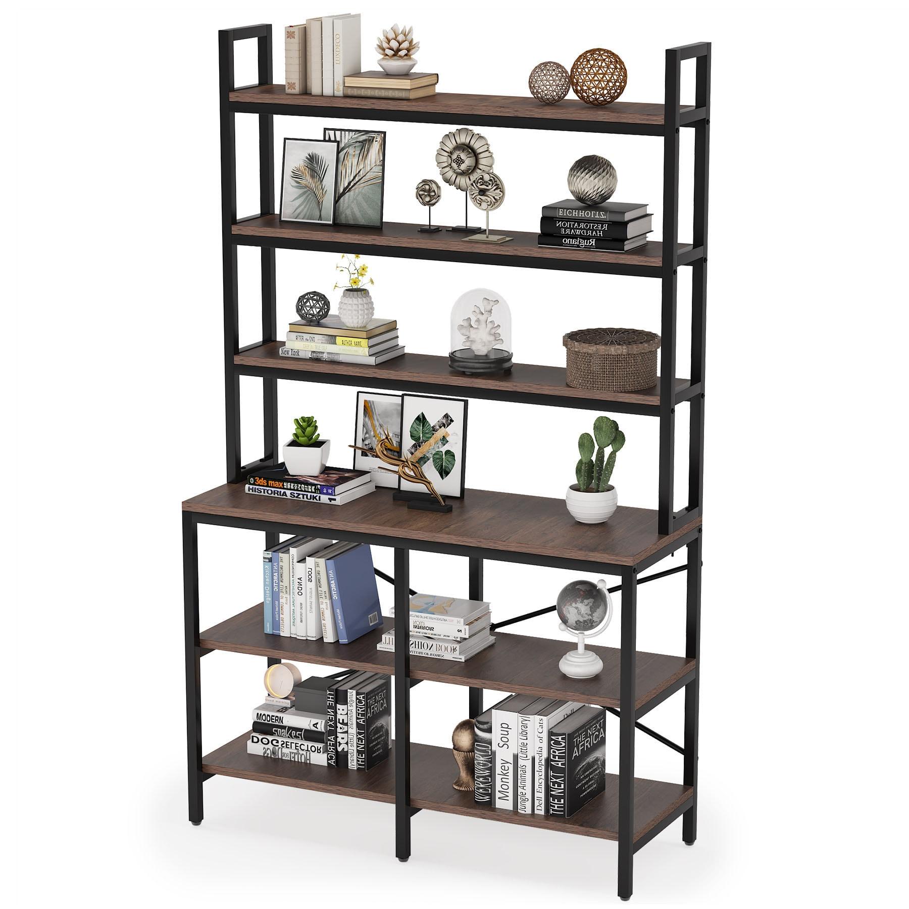 Tribesigns 7-Tier L-Shaped Bookshelf, Modern Corner Book Display Shelving Unit Black