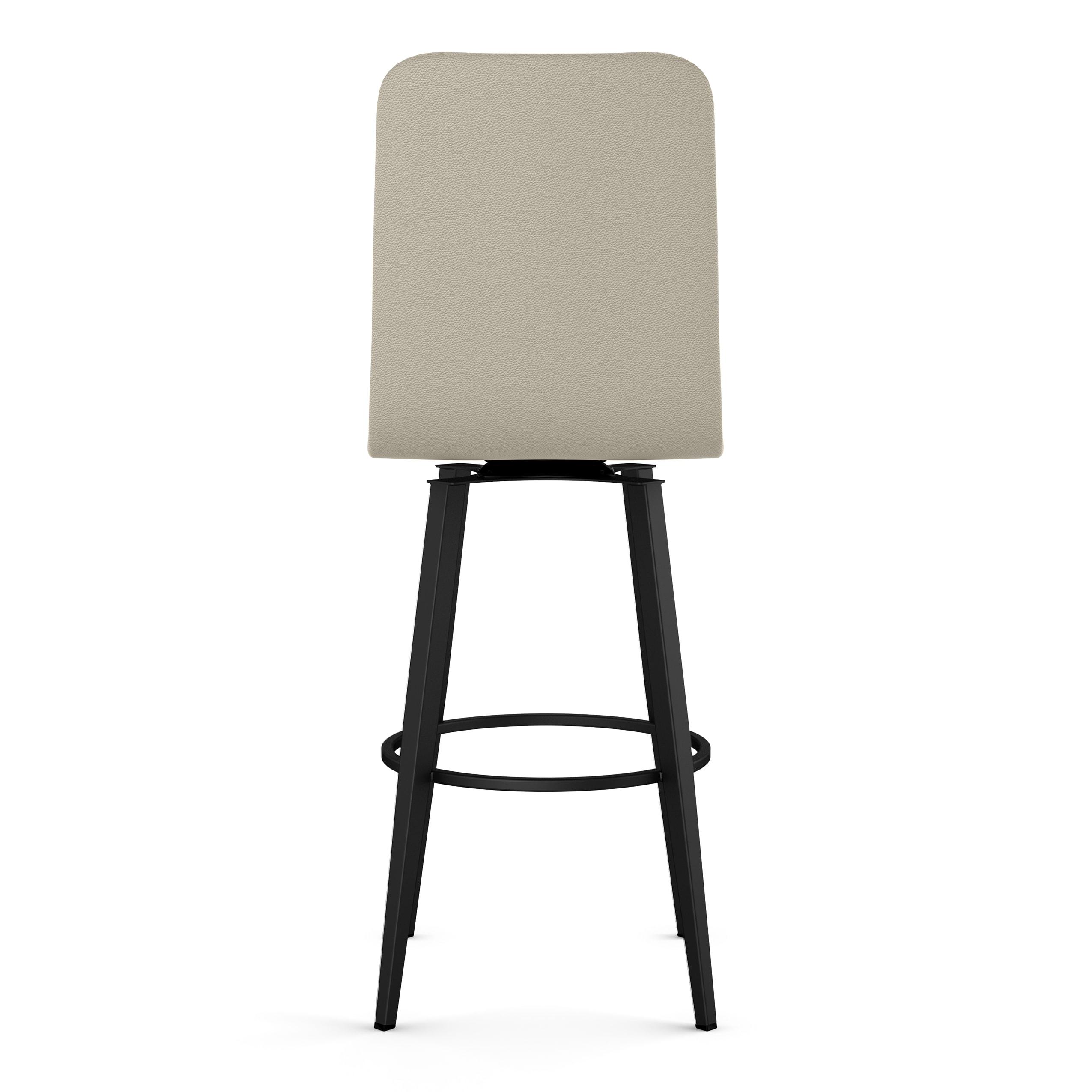 Amisco Watson 26 In. Swivel Counter Stool - Greige Faux Leather / Black Metal