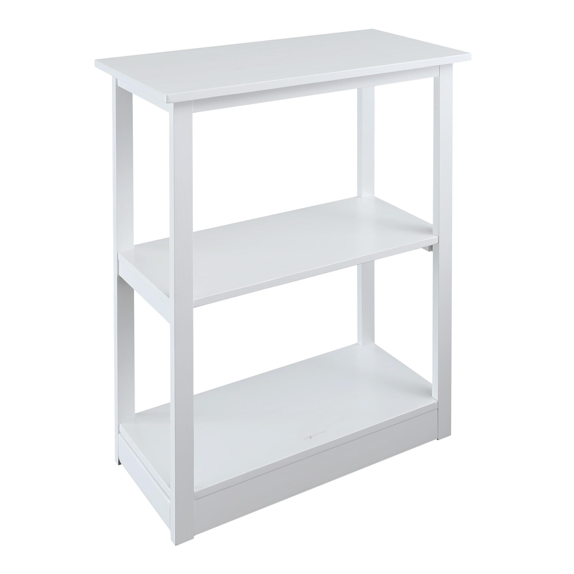 Casual Home  Adams 3-Shelf Bookcase with Concealed Sliding Track, Concealment Furniture - White