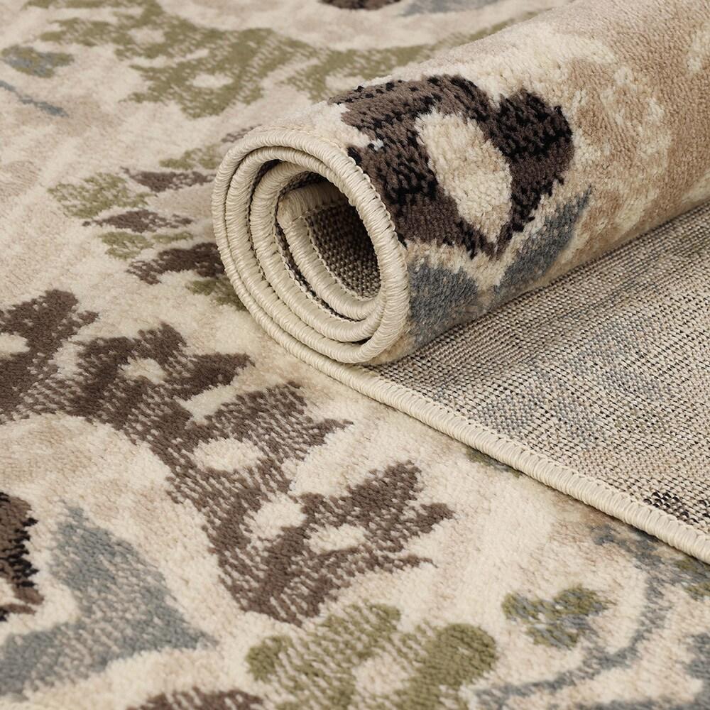 Superior Oriental Vintage Floral Damask Power-loom Indoor Area Rug, 8'x10', Beige-Brown