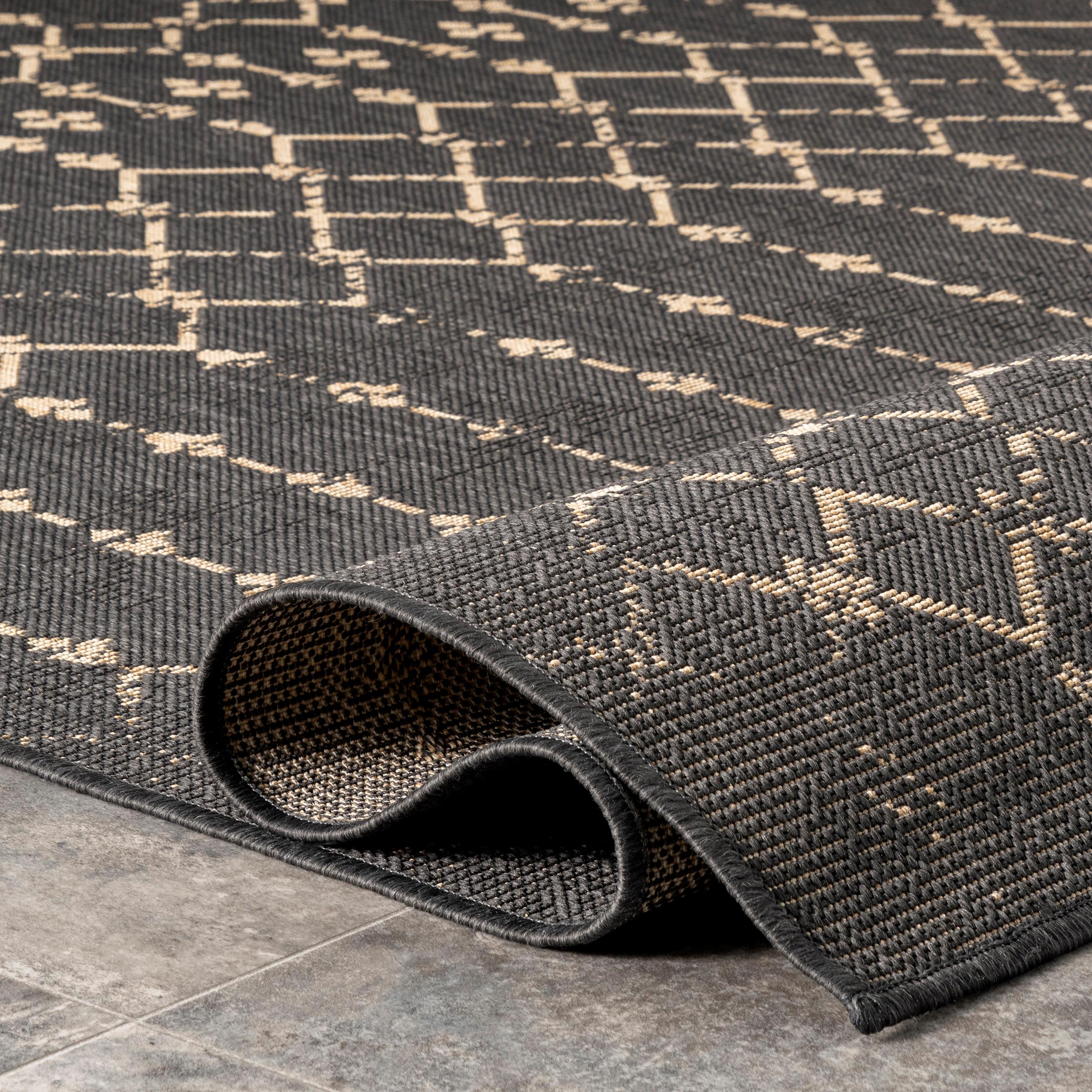Nuloom Grayson Moroccan Trellis Indoor and Outdoor Area Rug, Gray, 6'7"x9'