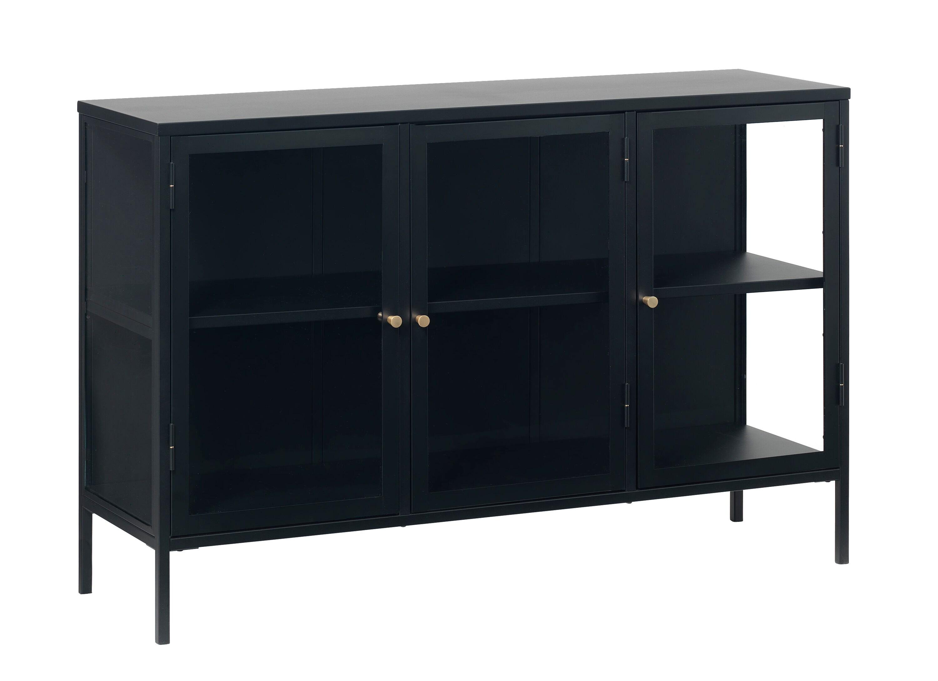 3-Section Metal and Glass Sideboard in Black