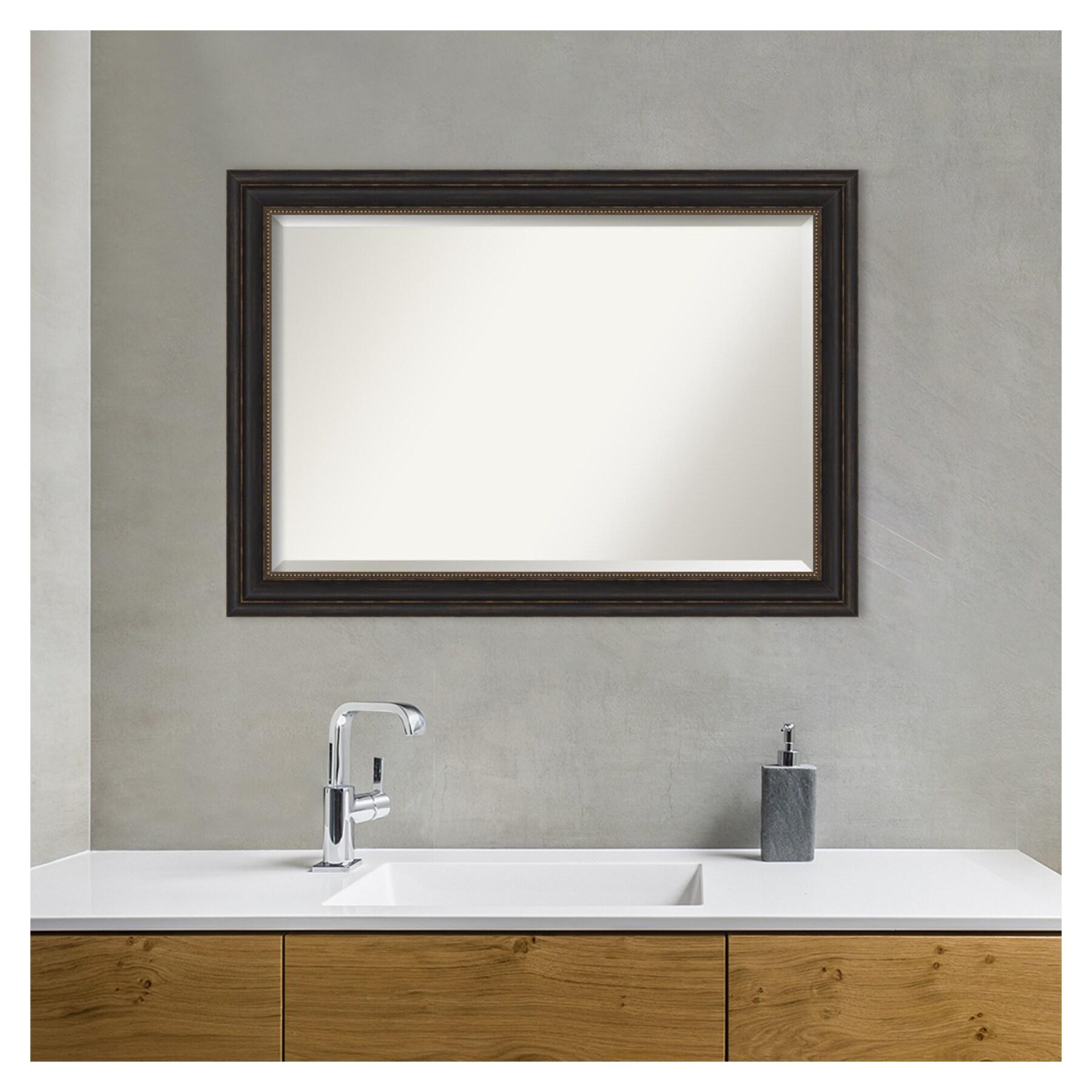 Amanti Art Accent 41.0-Inches x 29.0-Inches Framed Rectangle Bathroom Vanity Mirror ( Burnished Bronze )