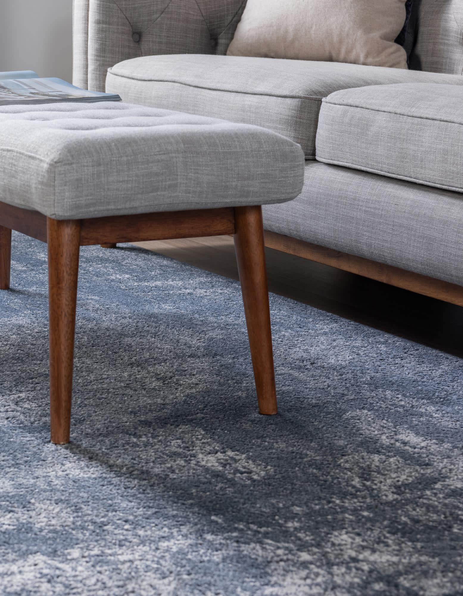 Unique Loom Portland Collection Area Rug - Woodburn (10' x 13' 1" Rectangle Blue/Ivory)