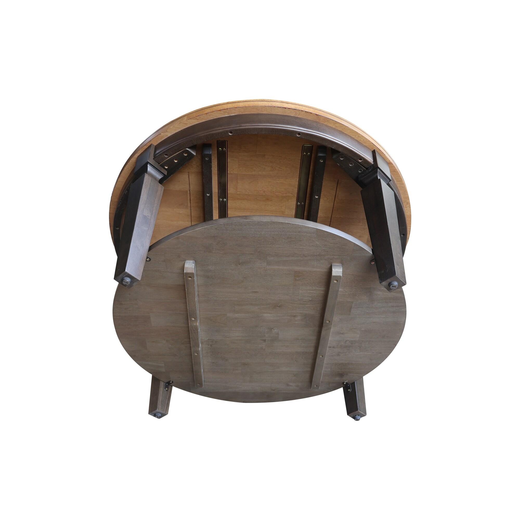 Vista Round Coffee Table Hickory Brown - International Concepts: Solid Wood, Mid-Century Modern, Fixed Shelf