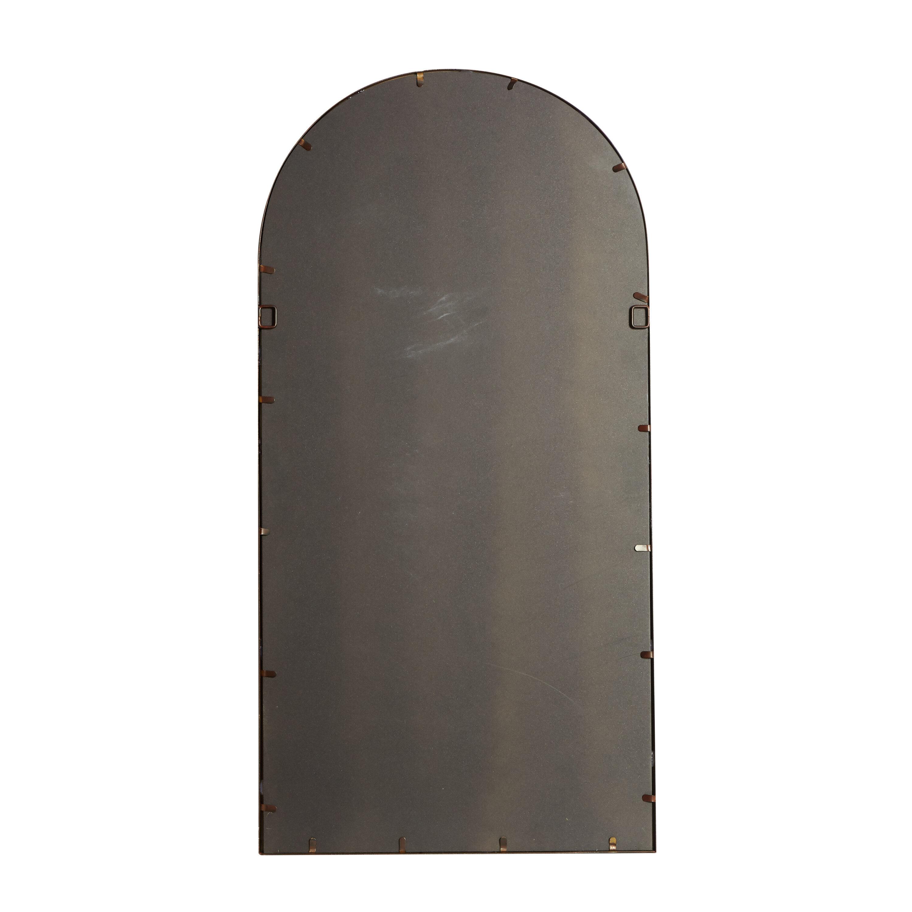 DecMode 24" x 48" Brown Window Pane Inspired Wall Mirror with Arched Top