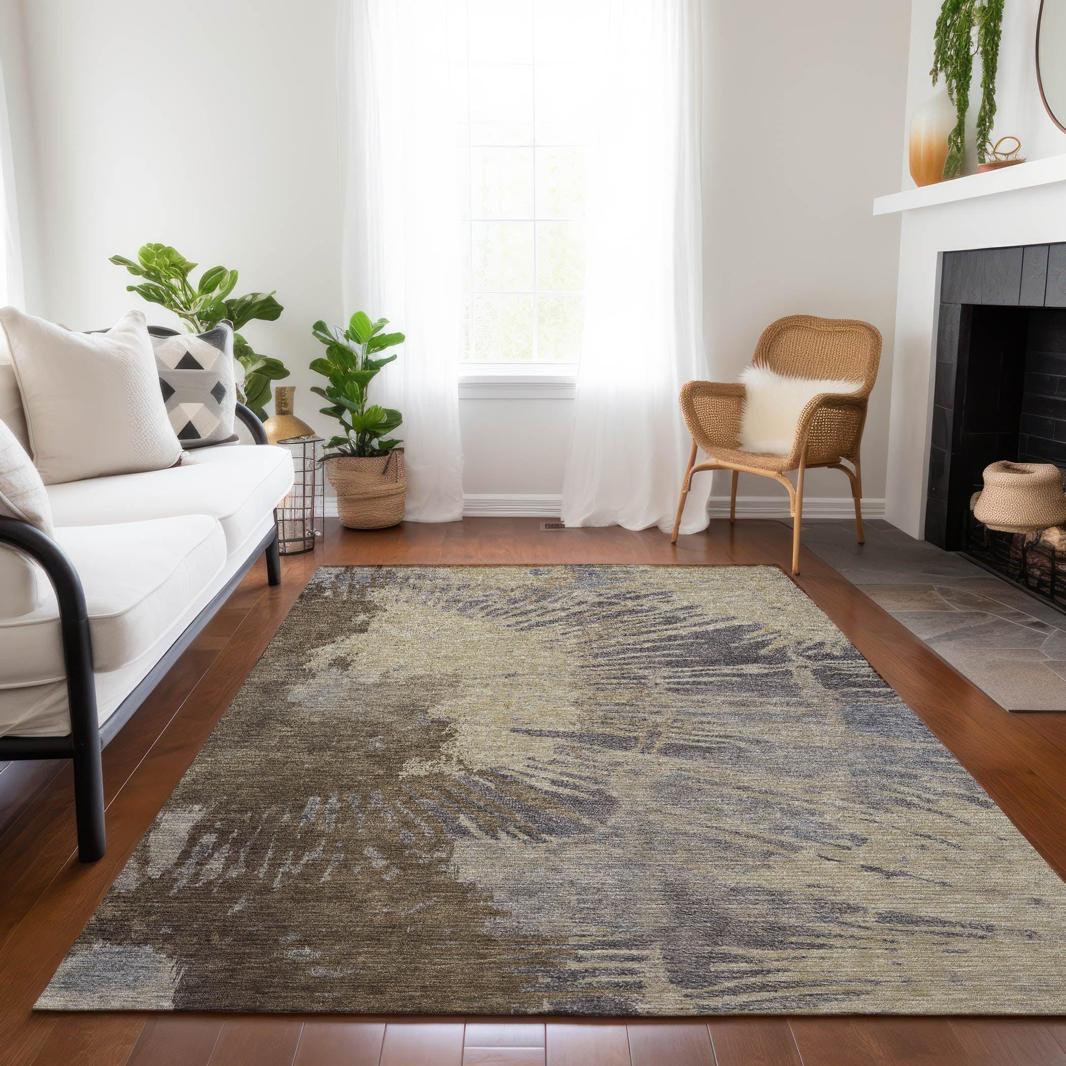 Addison Rugs Machine Washable Indoor/ Outdoor Chantille Modern Burst Rug Brown - 5' x 7'6"